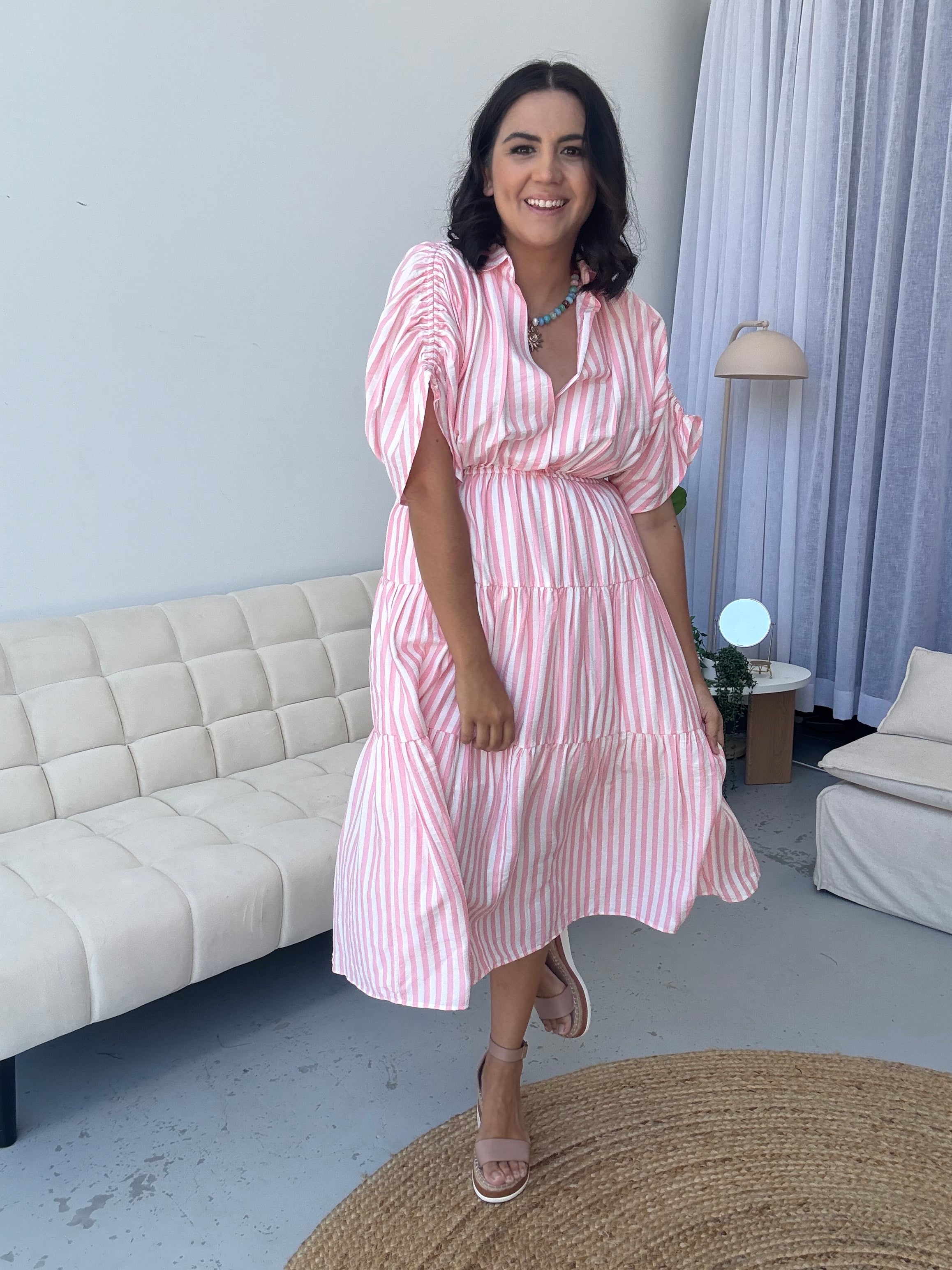 Kirah Dress Pink Stripe
