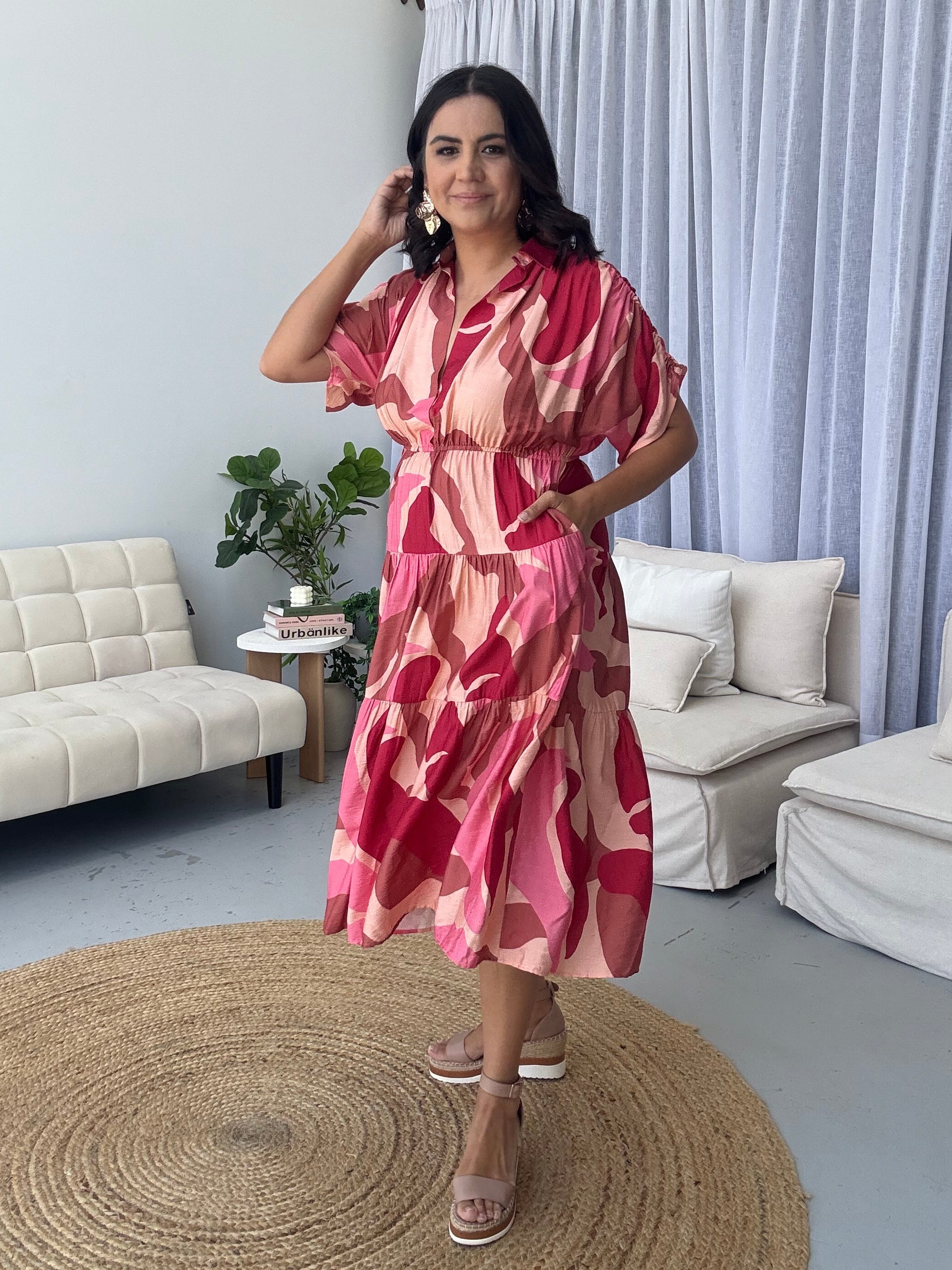 Kirah Dress Abstract Pink