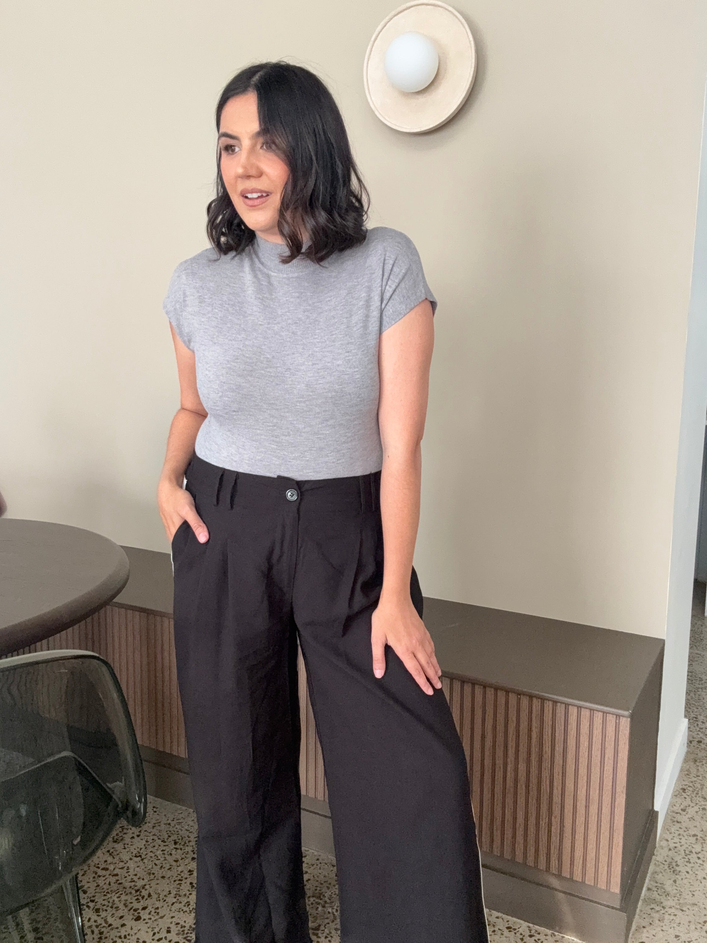 Quinn Mock Turtle Neck Knit Grey