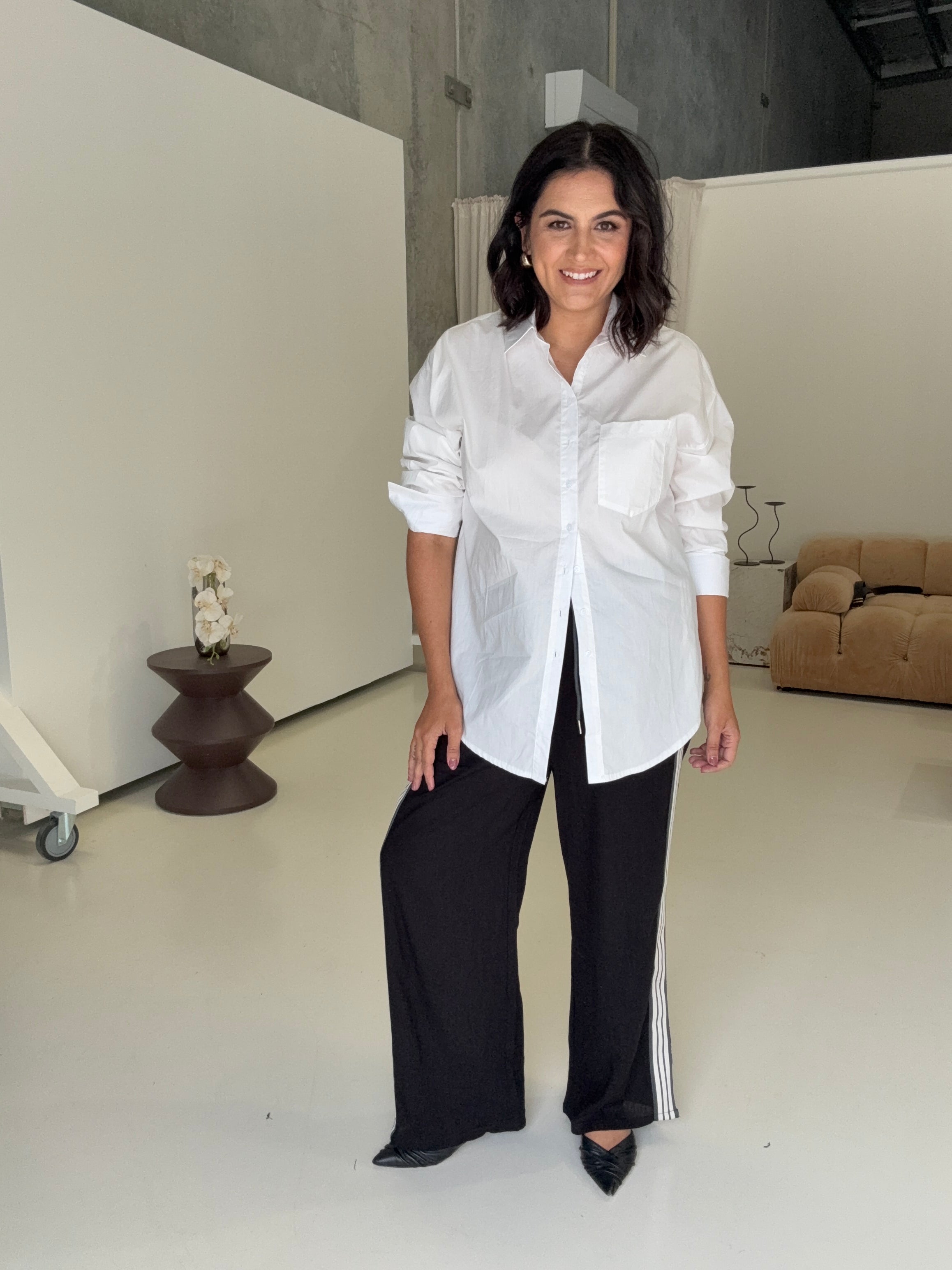 Rayne Linen Side Strip Pants Black