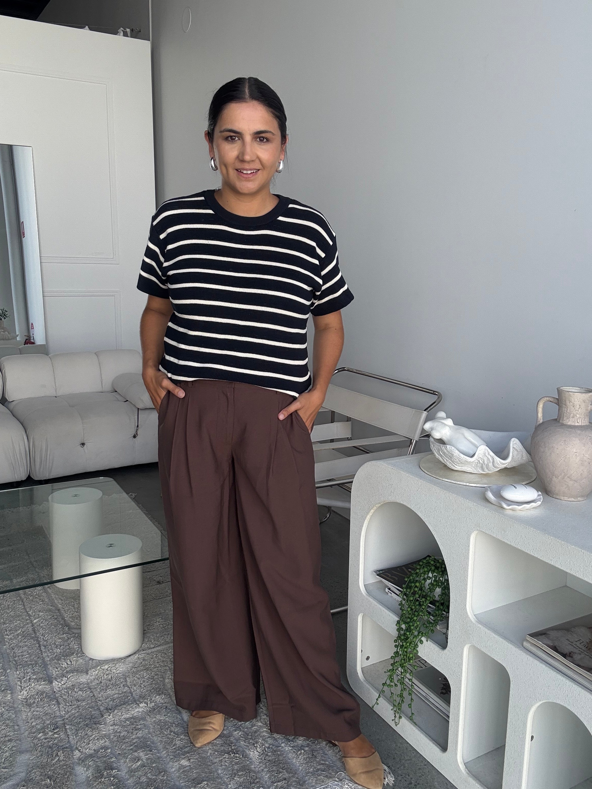 Miller Striped Knit Top Navy/White