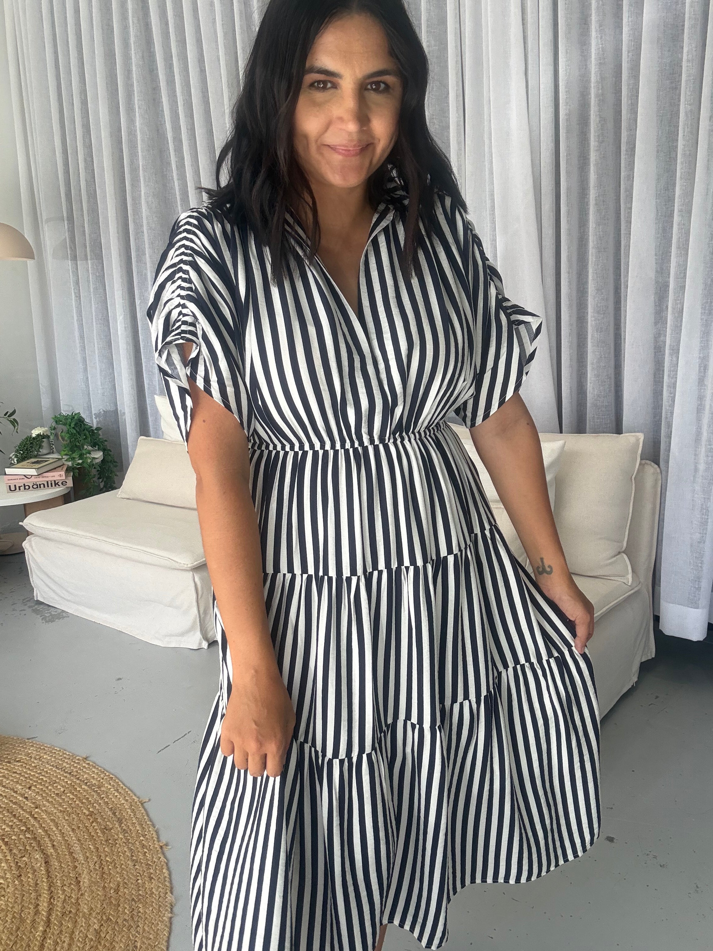Kirah Dress Navy Stripe