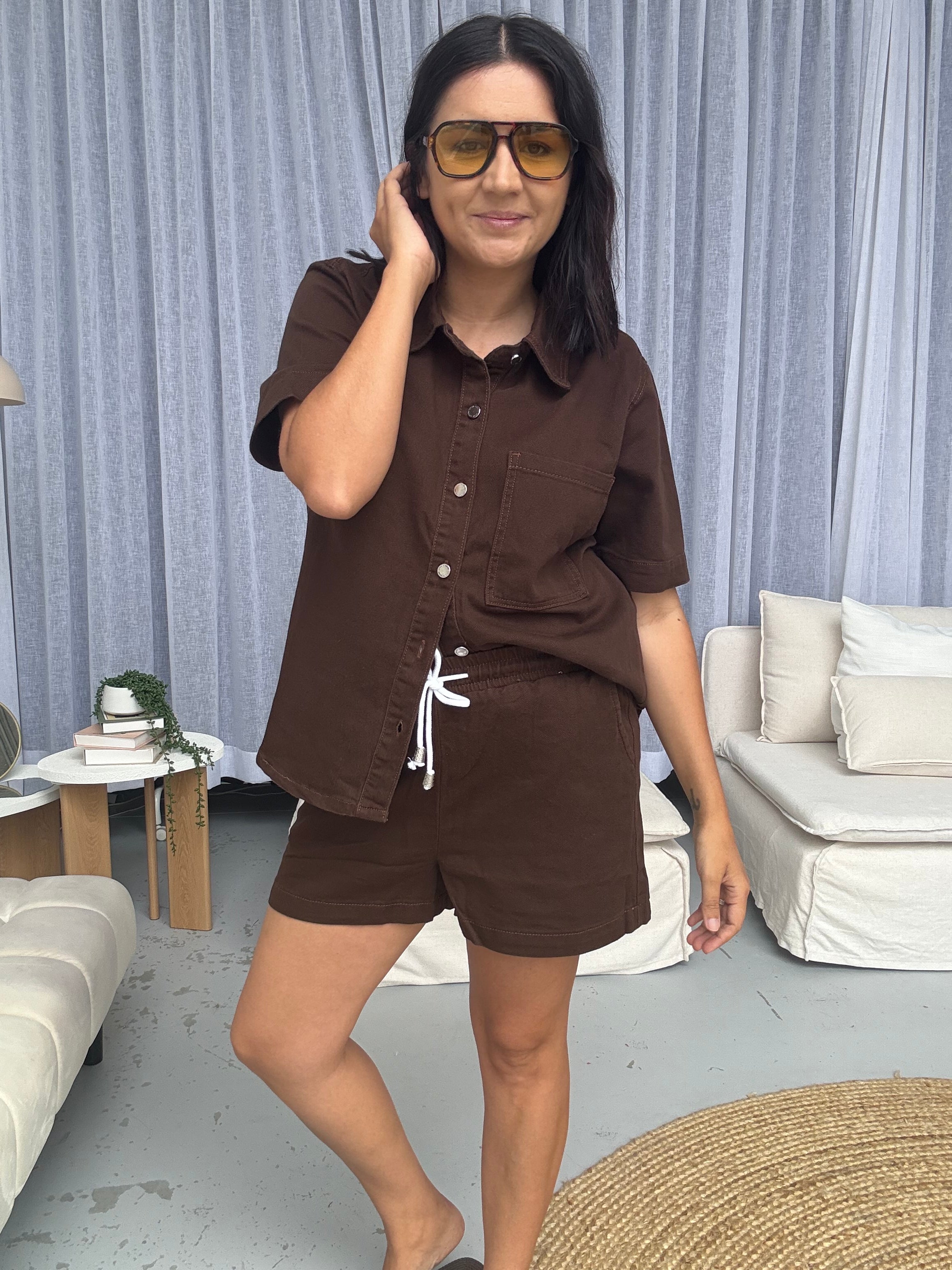 Frankie Denim Shorts Chocolate