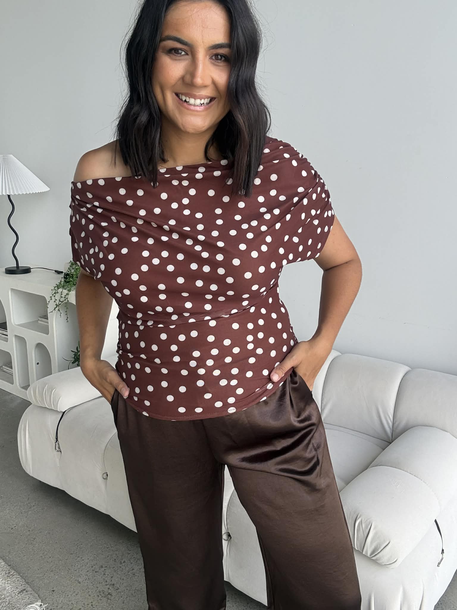Mesh Polka Dot Top