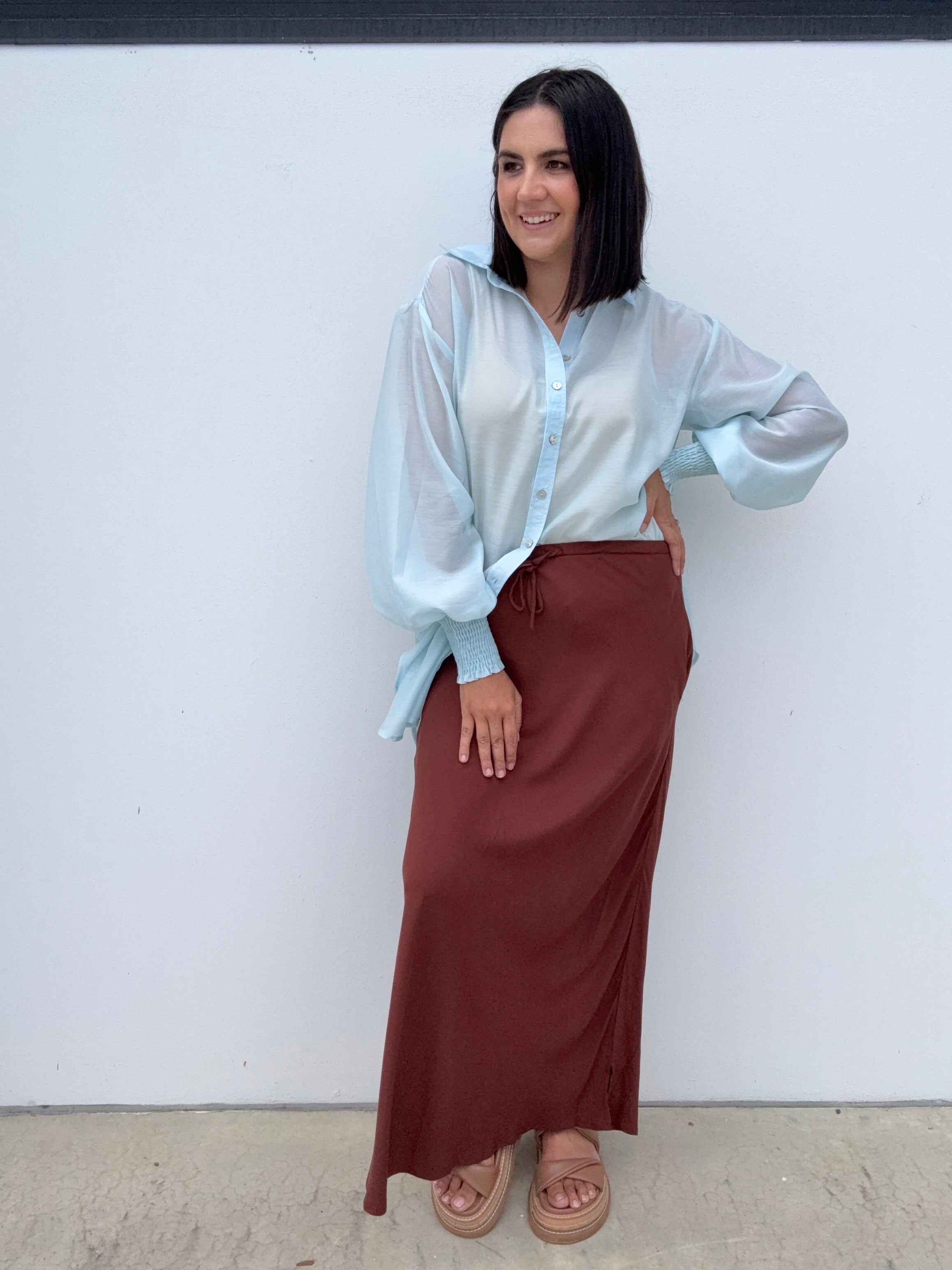 Bianca Bias Cut Skirt Mocha