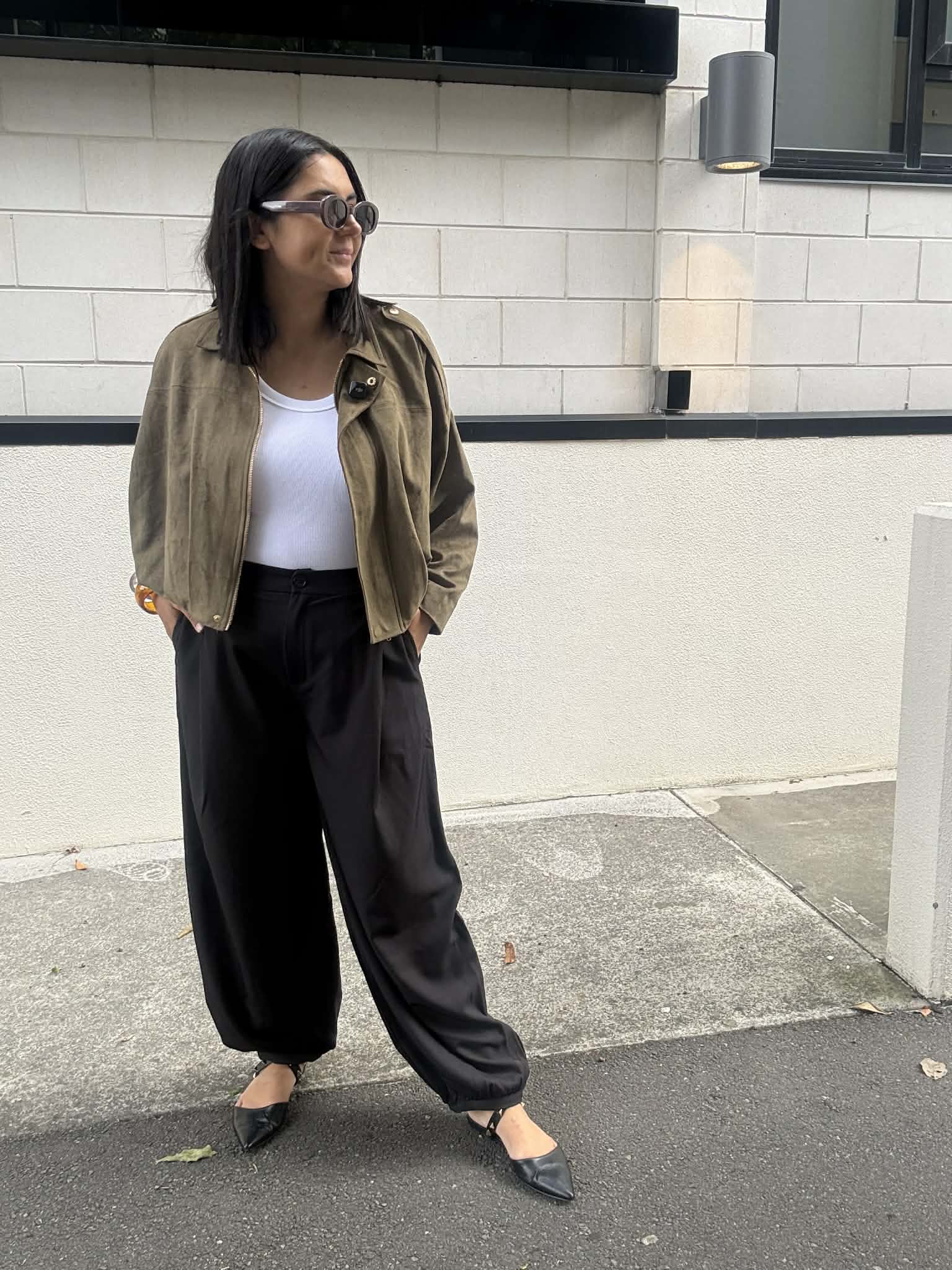 Pleated Balloon Pants Black