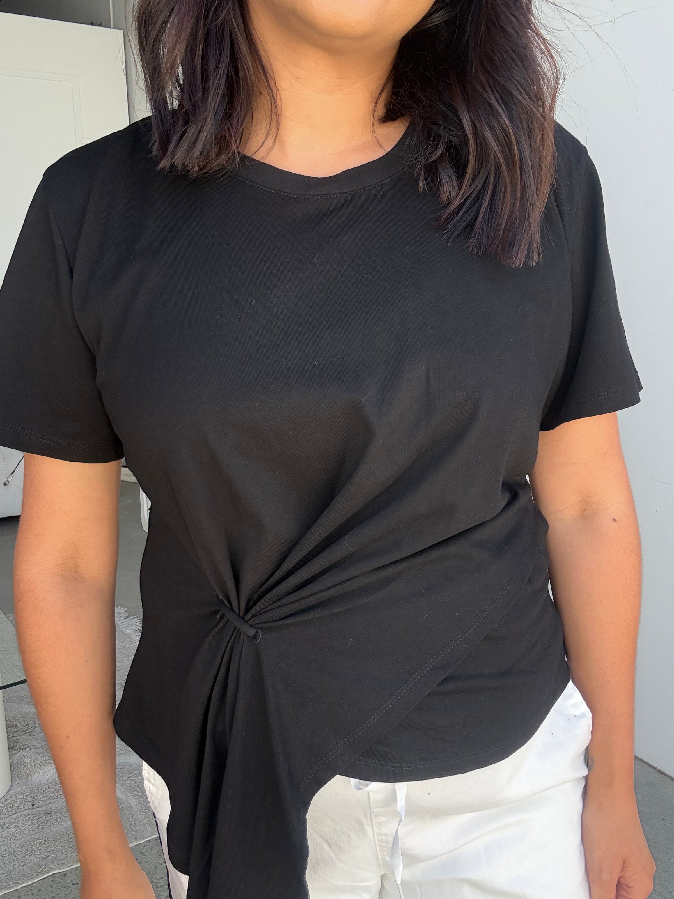 Cotton Ring Detail Top Black