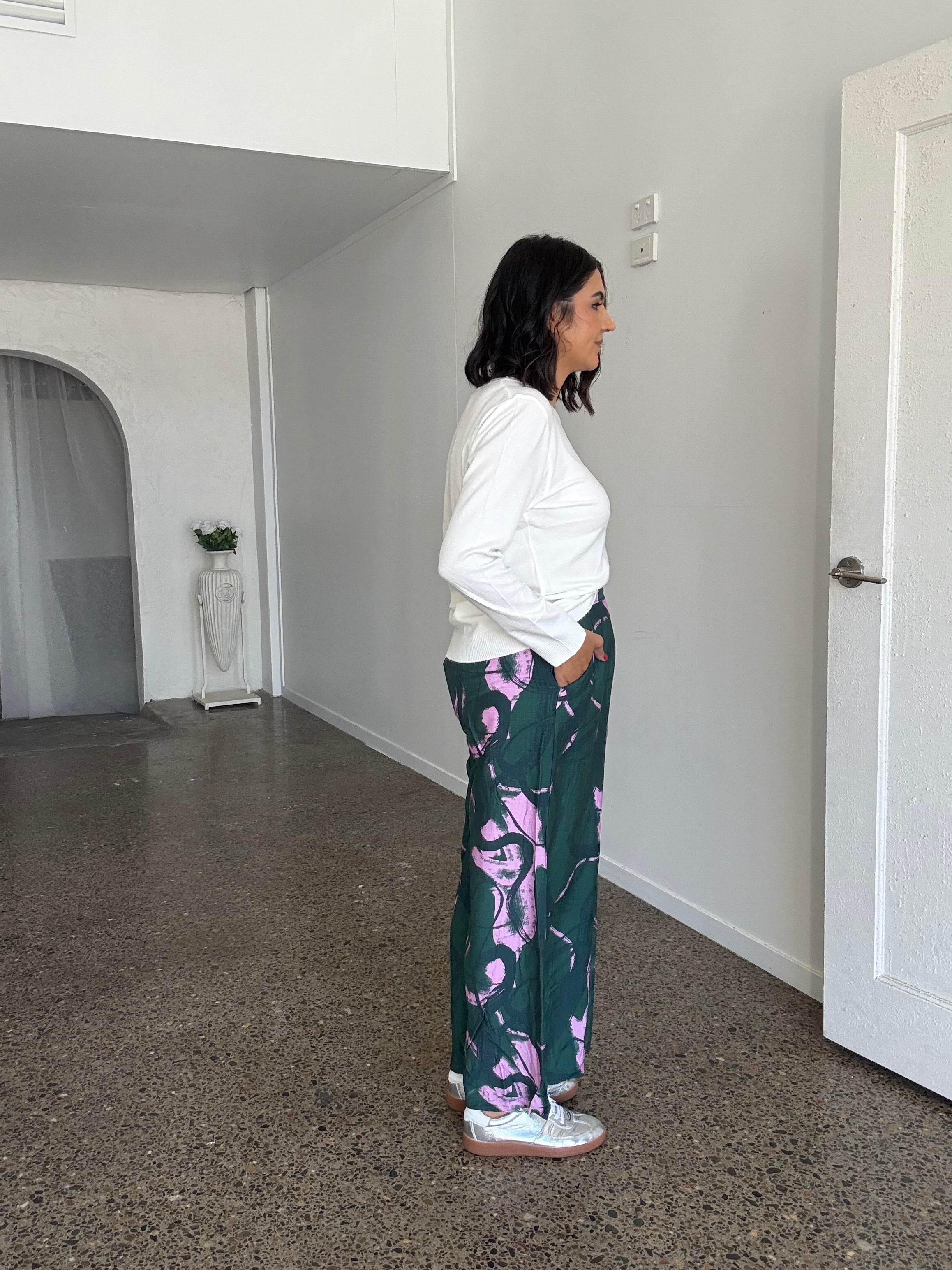 Pablo Pant in Green Multi Print