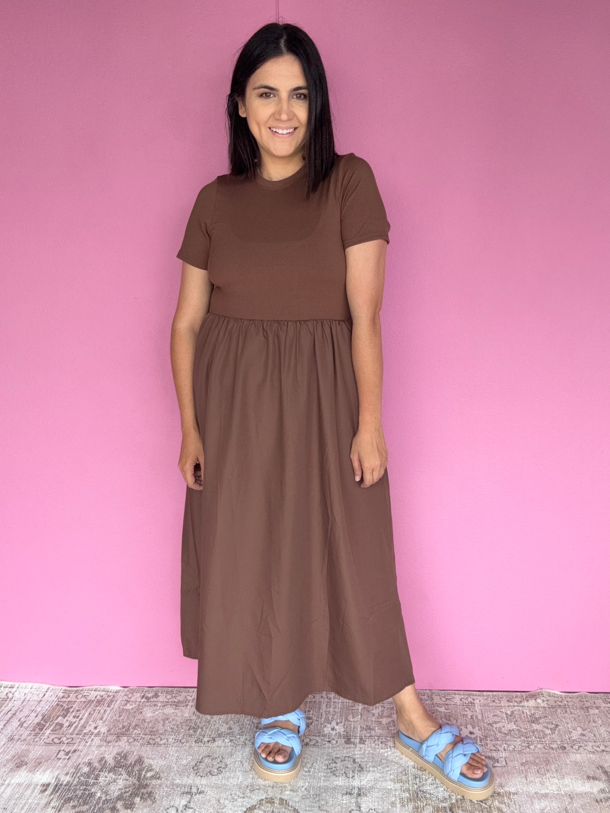 Jordan T-Shirt Fit and Flare Dress Walnut