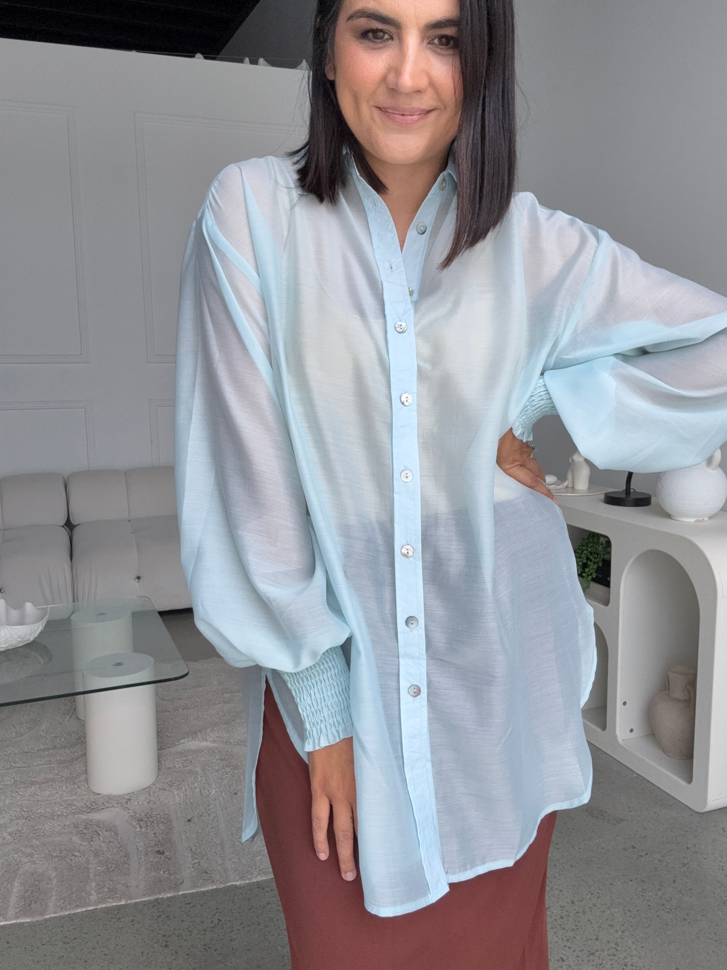 Freya Oversized Tunic/Shirt Blue