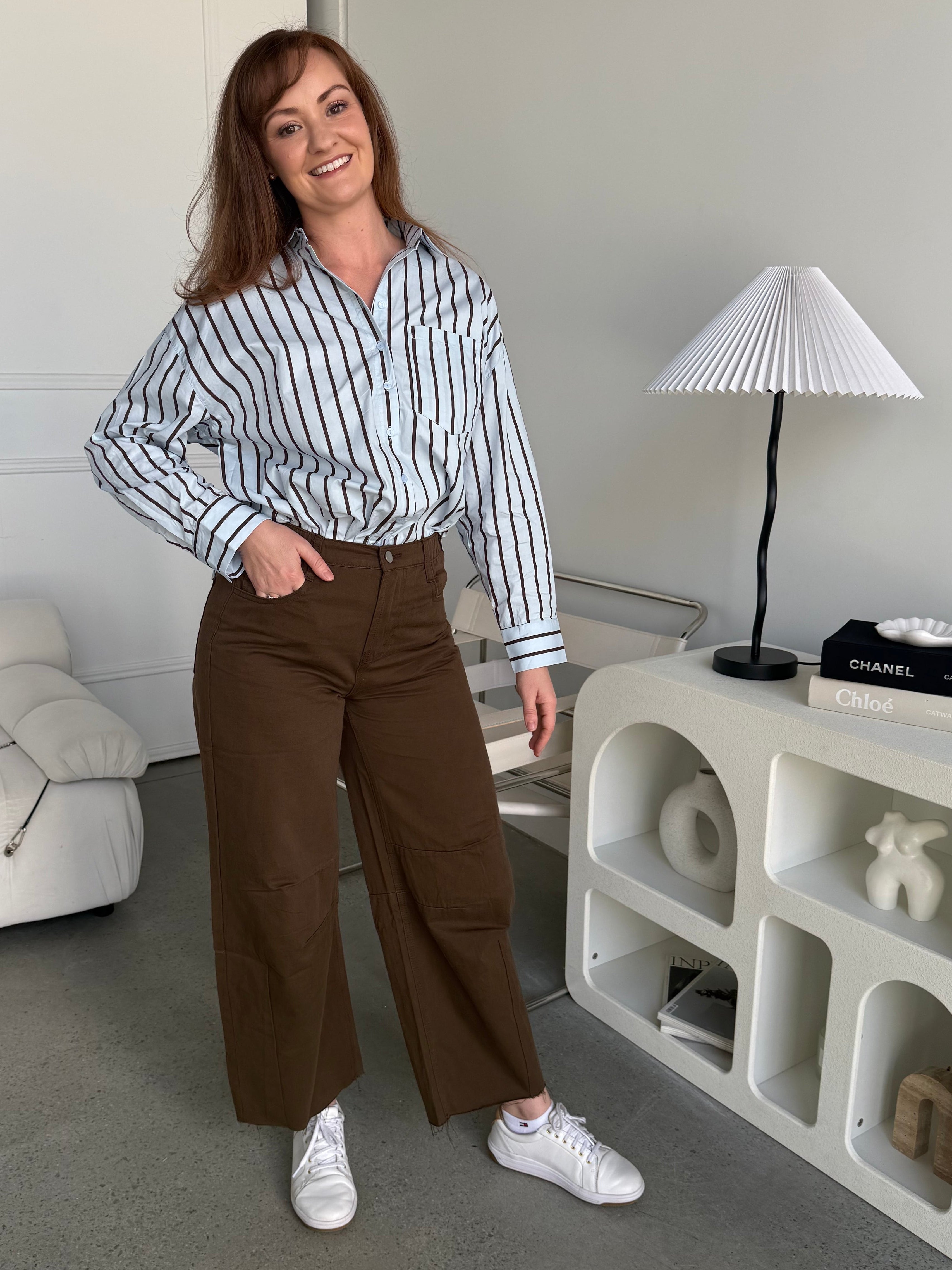 Bloom Barrel Pants Brown