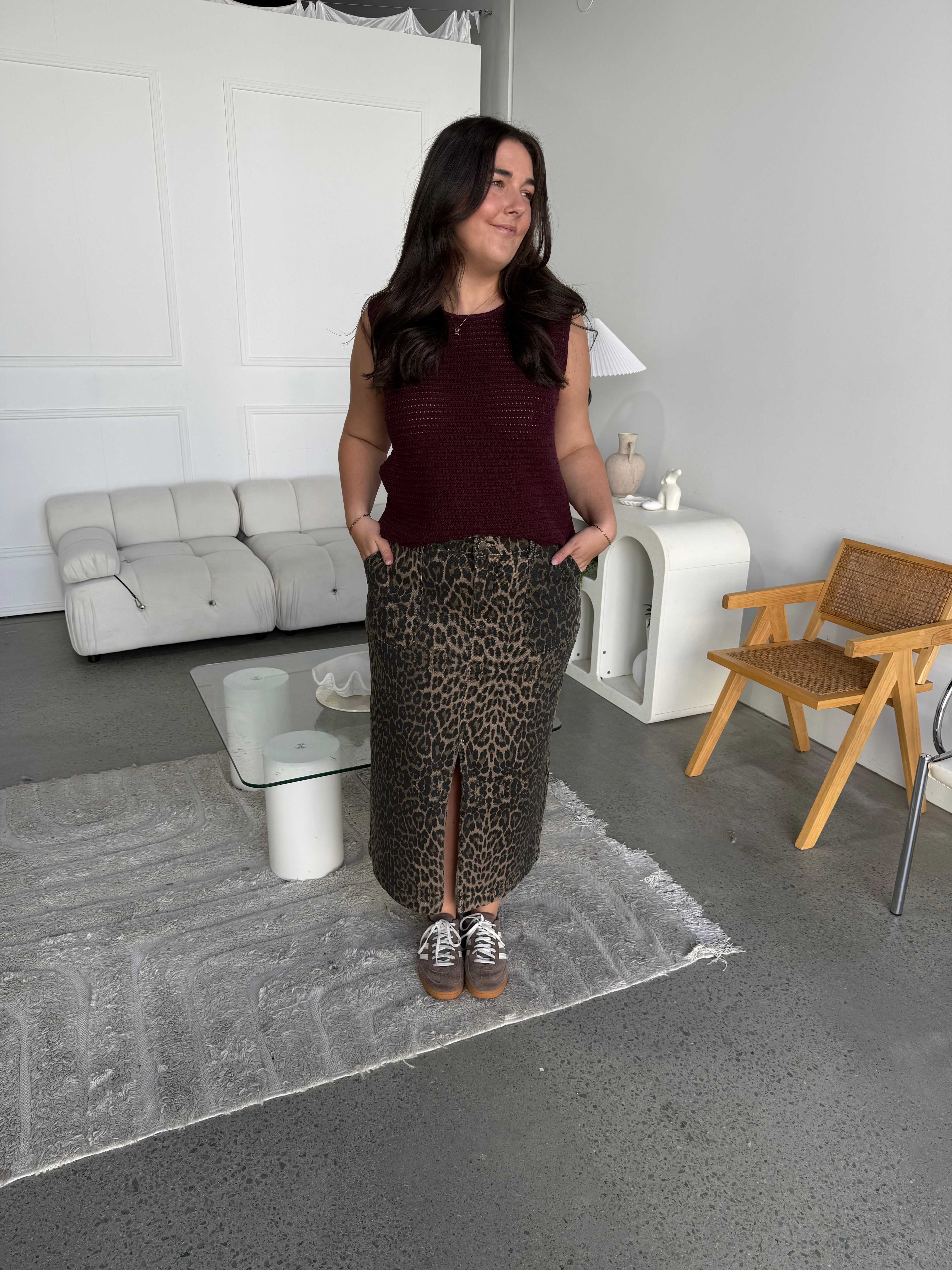 Rikki Leopard Denim Maxi Skirt