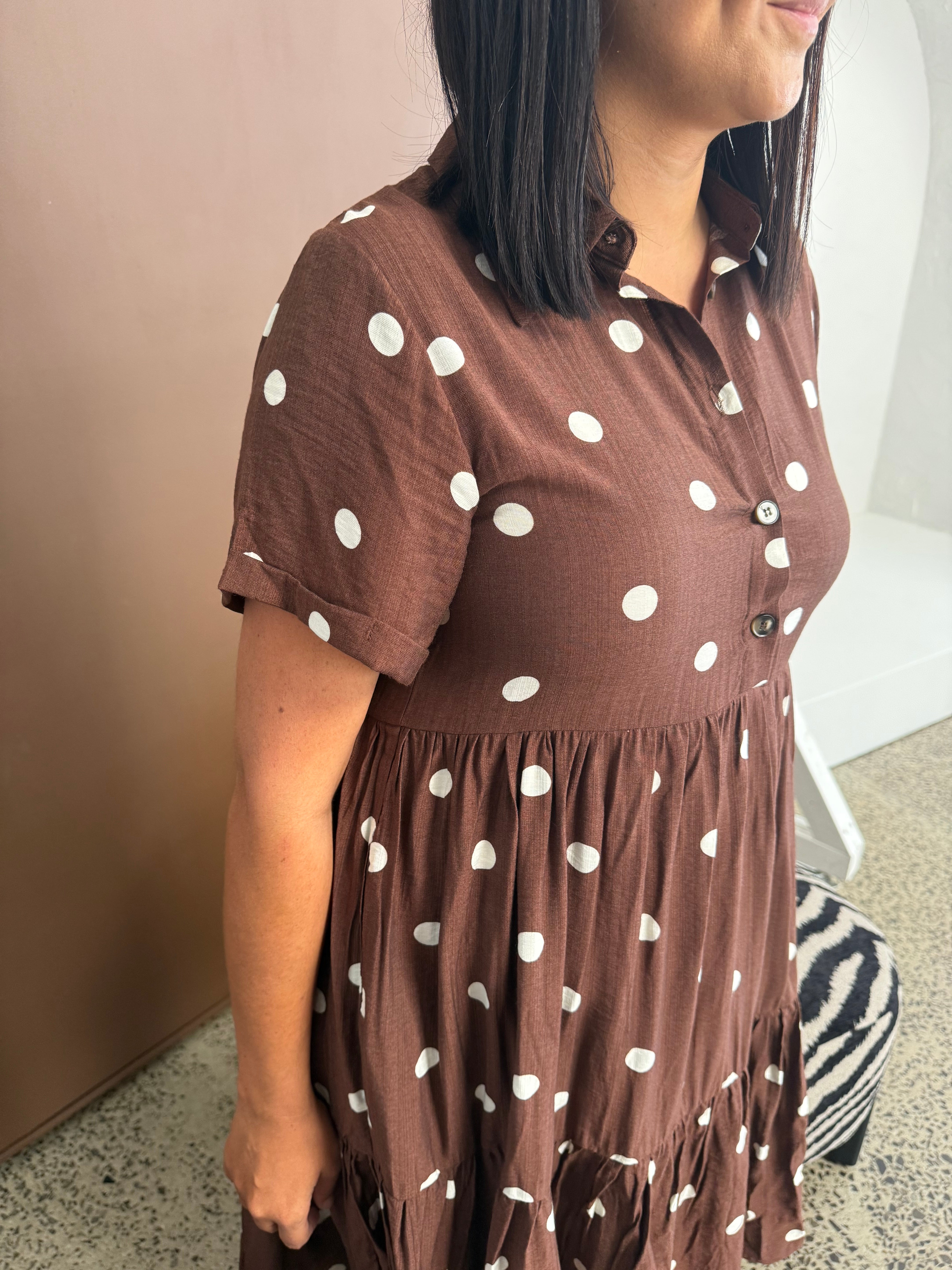 Amelia Chocolate Spot Dress