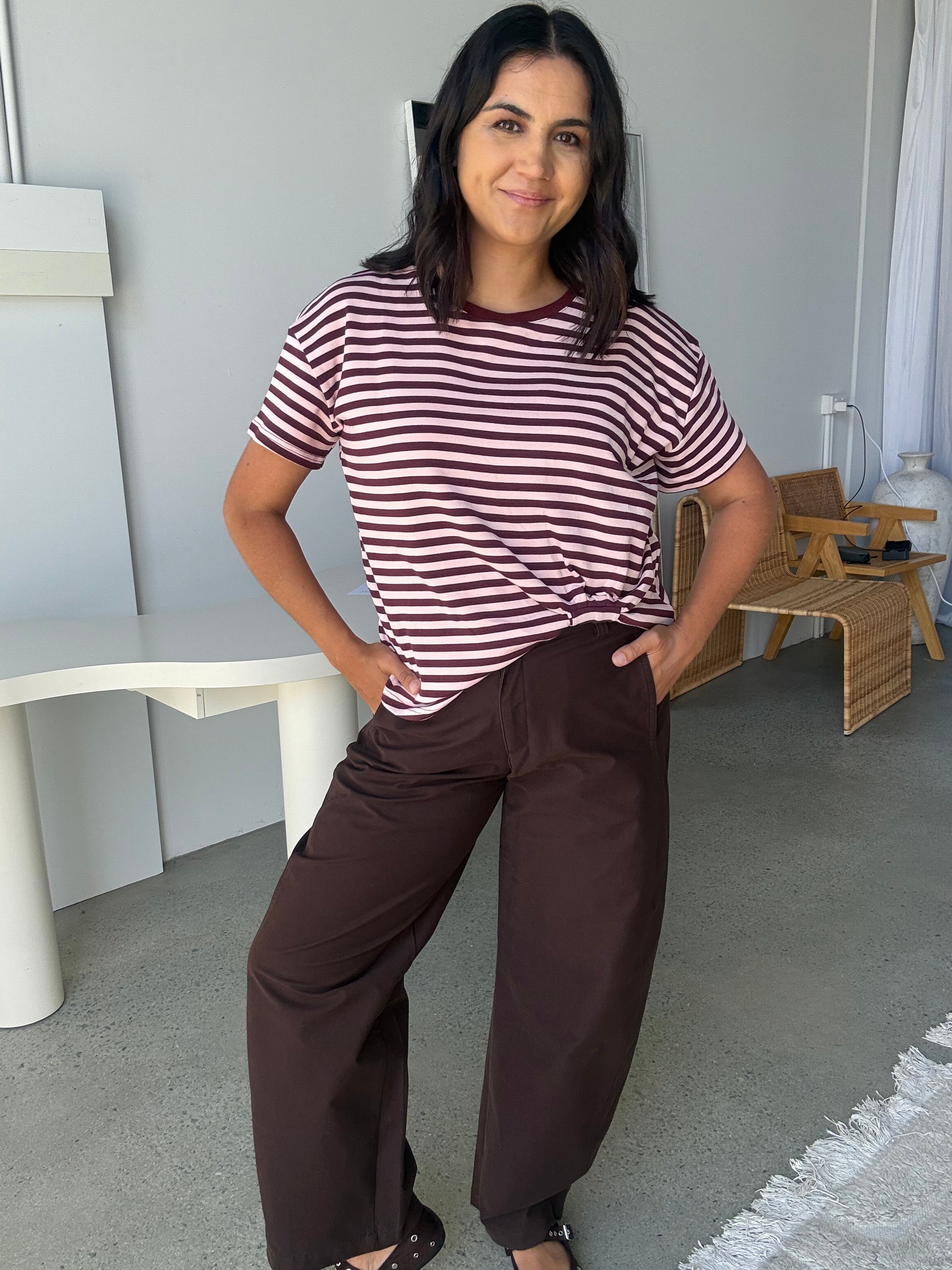 Easy Tuck Tee Blush/Burgundy