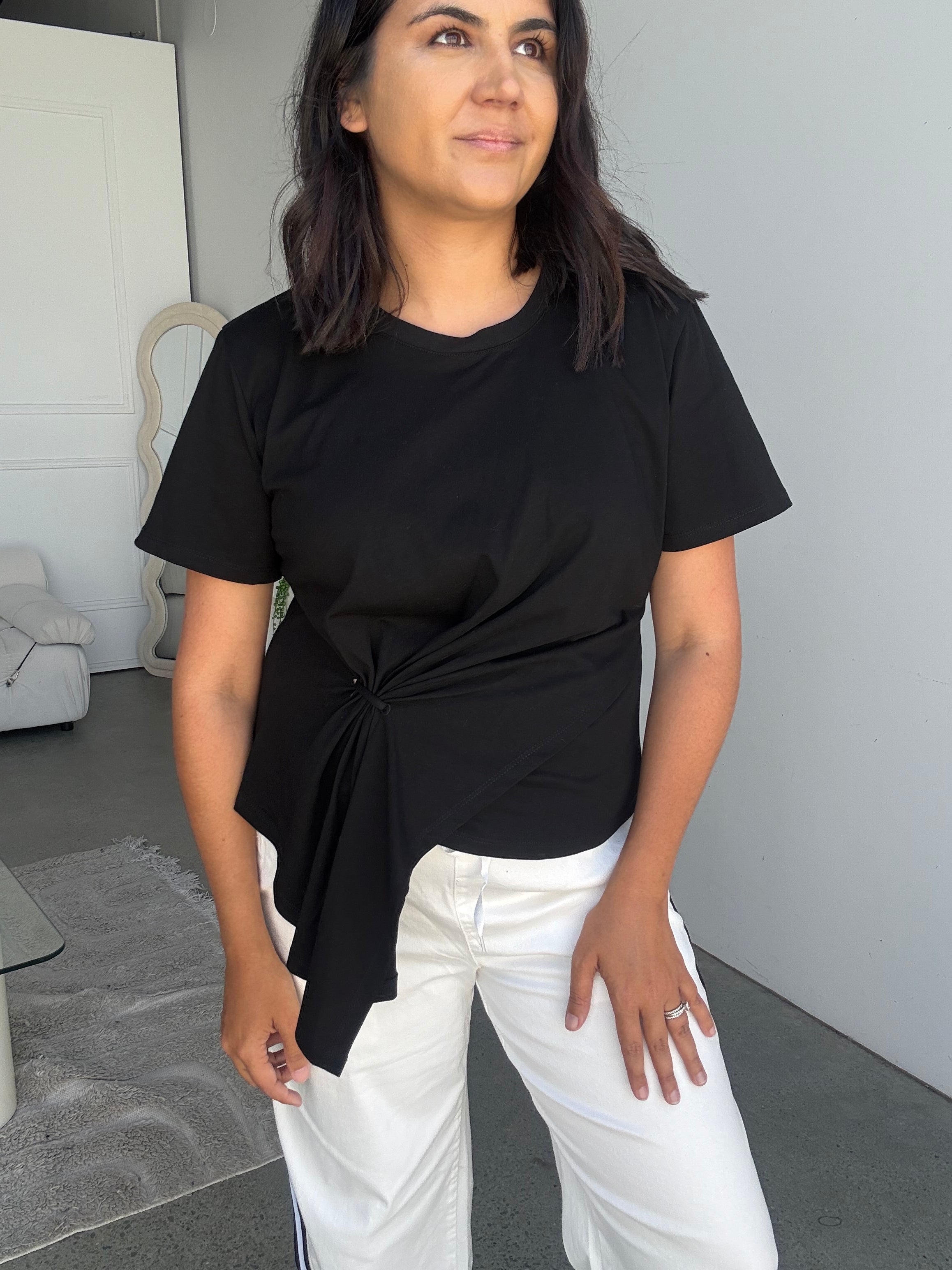 Cotton Ring Detail Top Black
