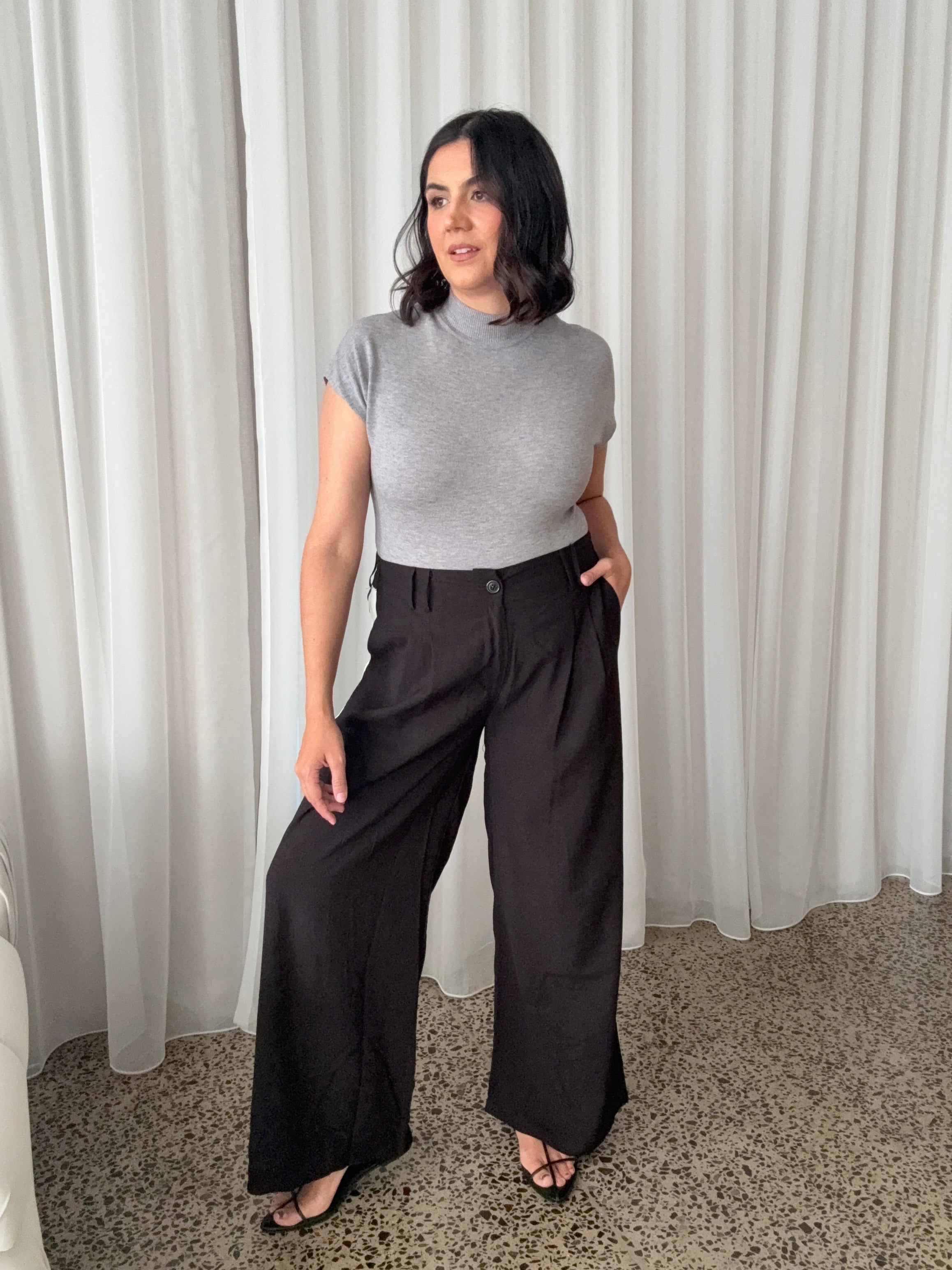 Collins Pants Black/White Side Stripe