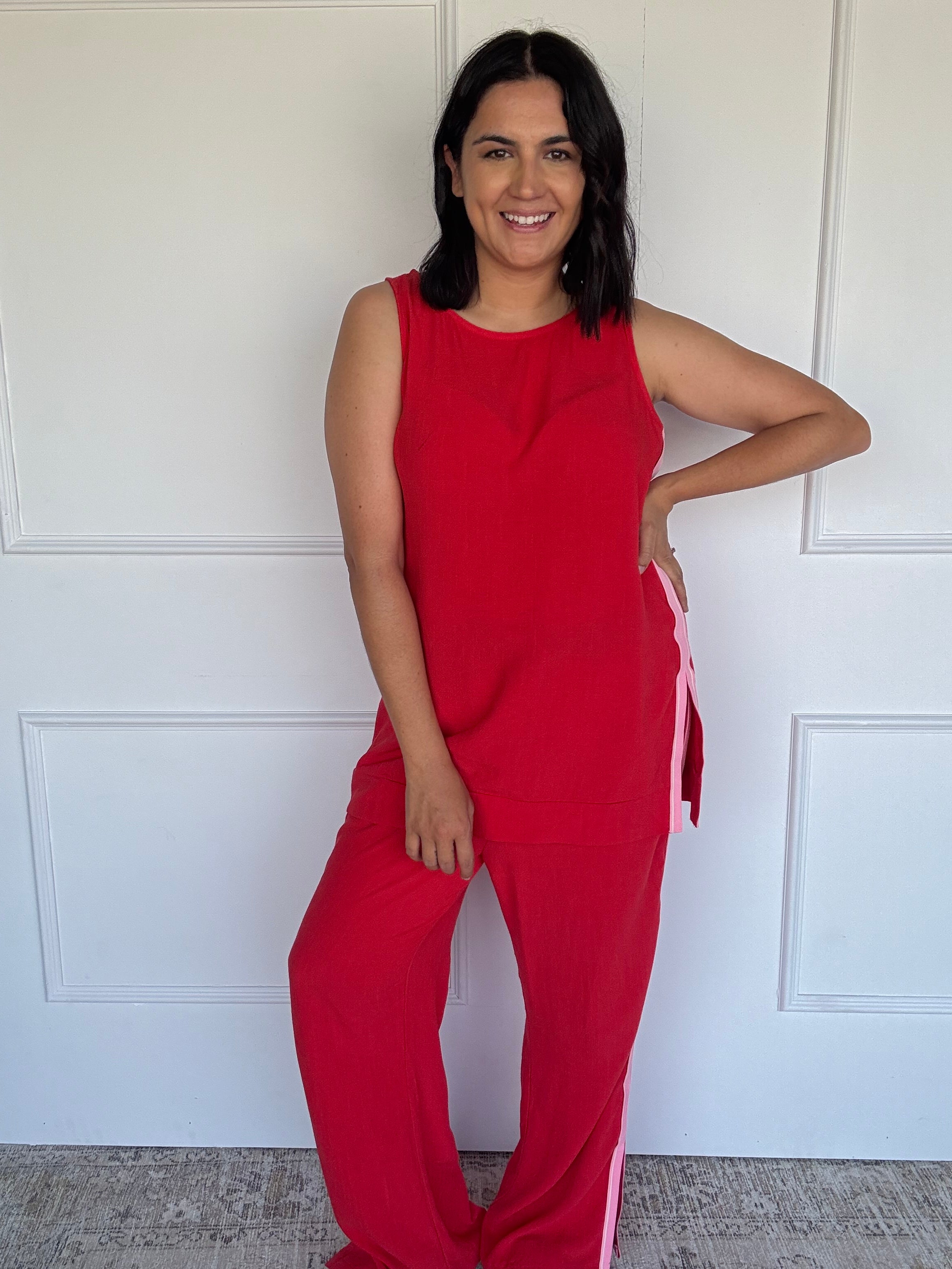 Dasha Tunic Set Red/Pink