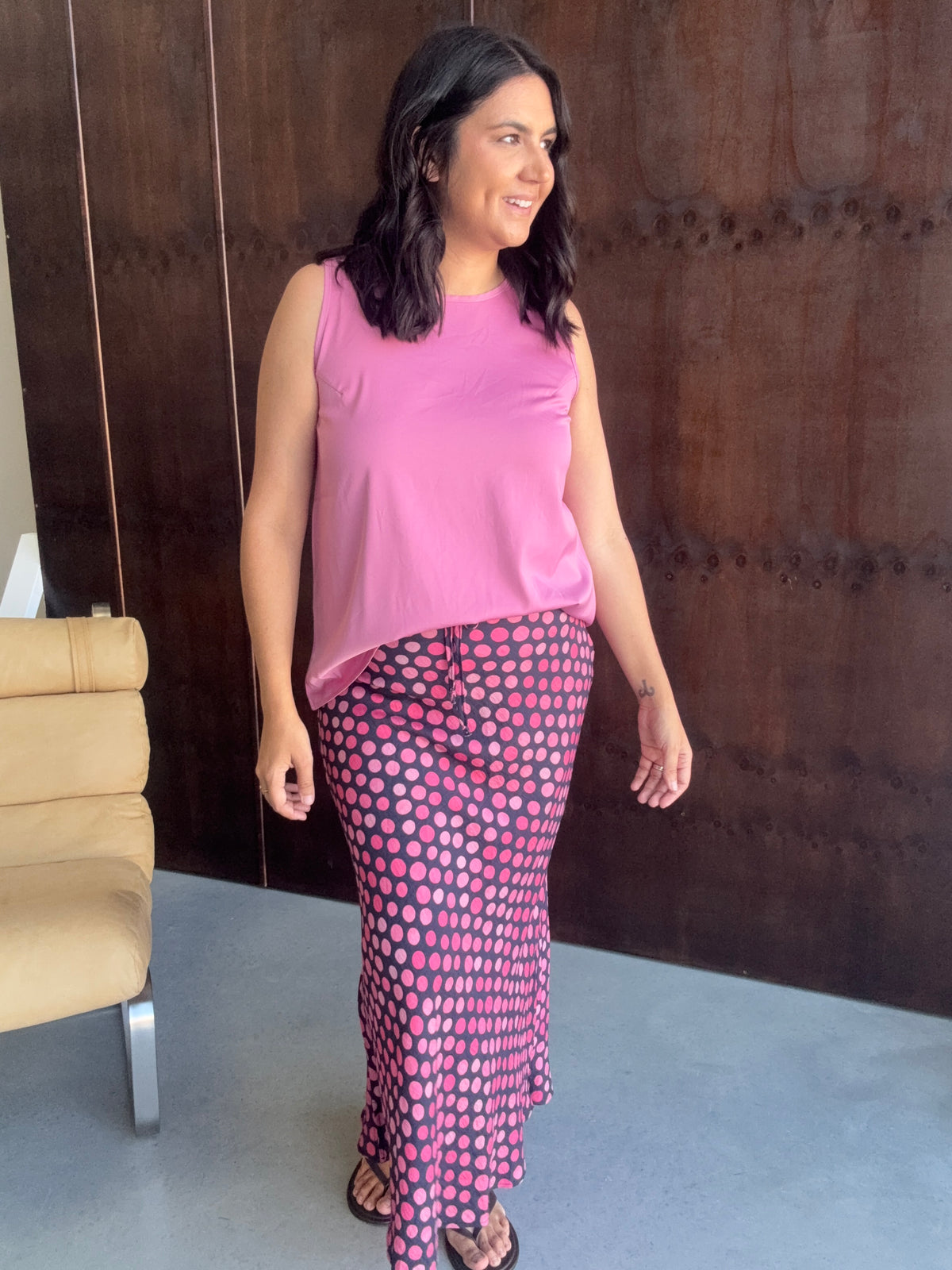 Chloe Bias Cut Skirt Navy Spot
