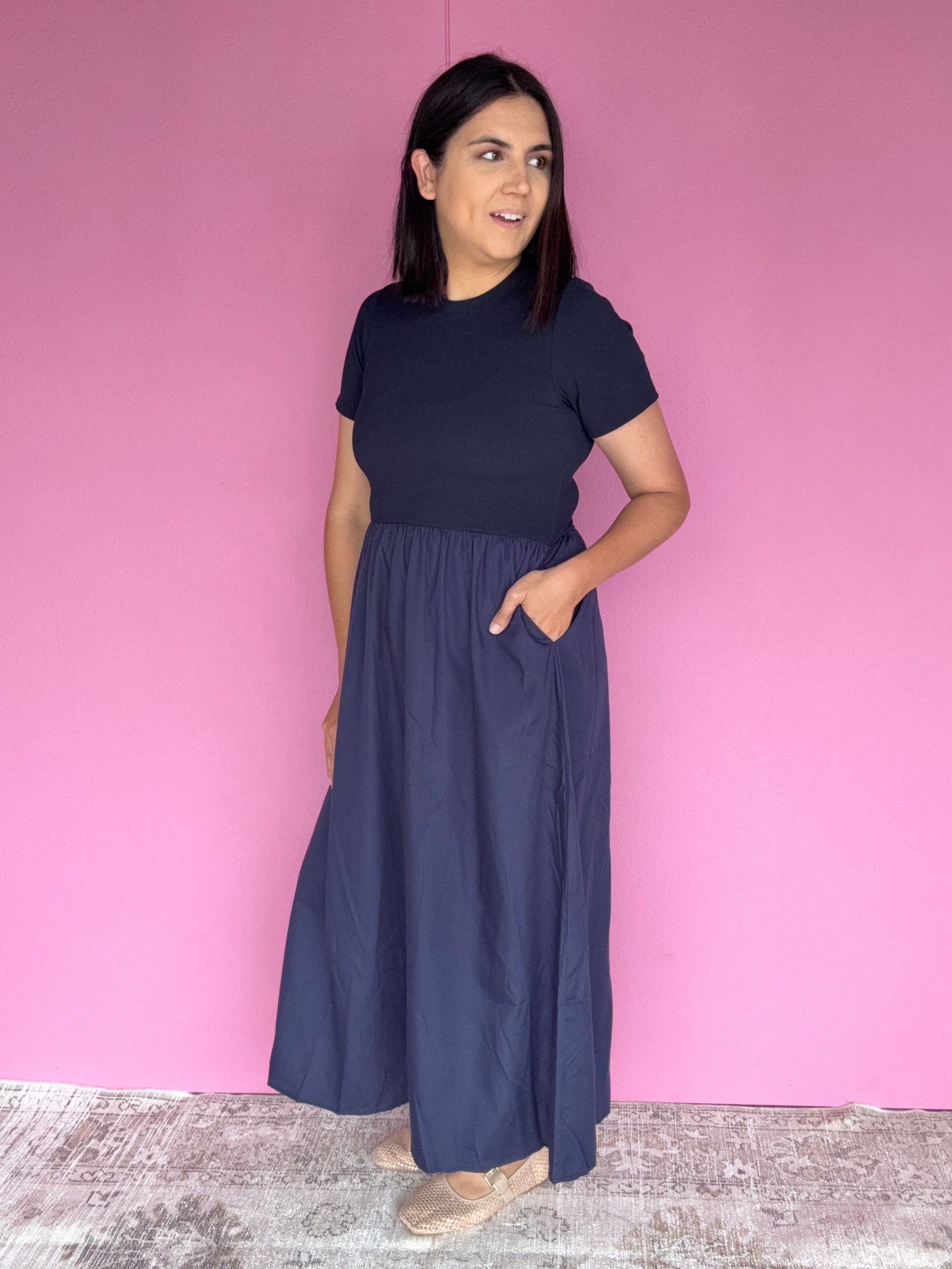 Jordan T-Shirt Fit and Flare Dress Navy