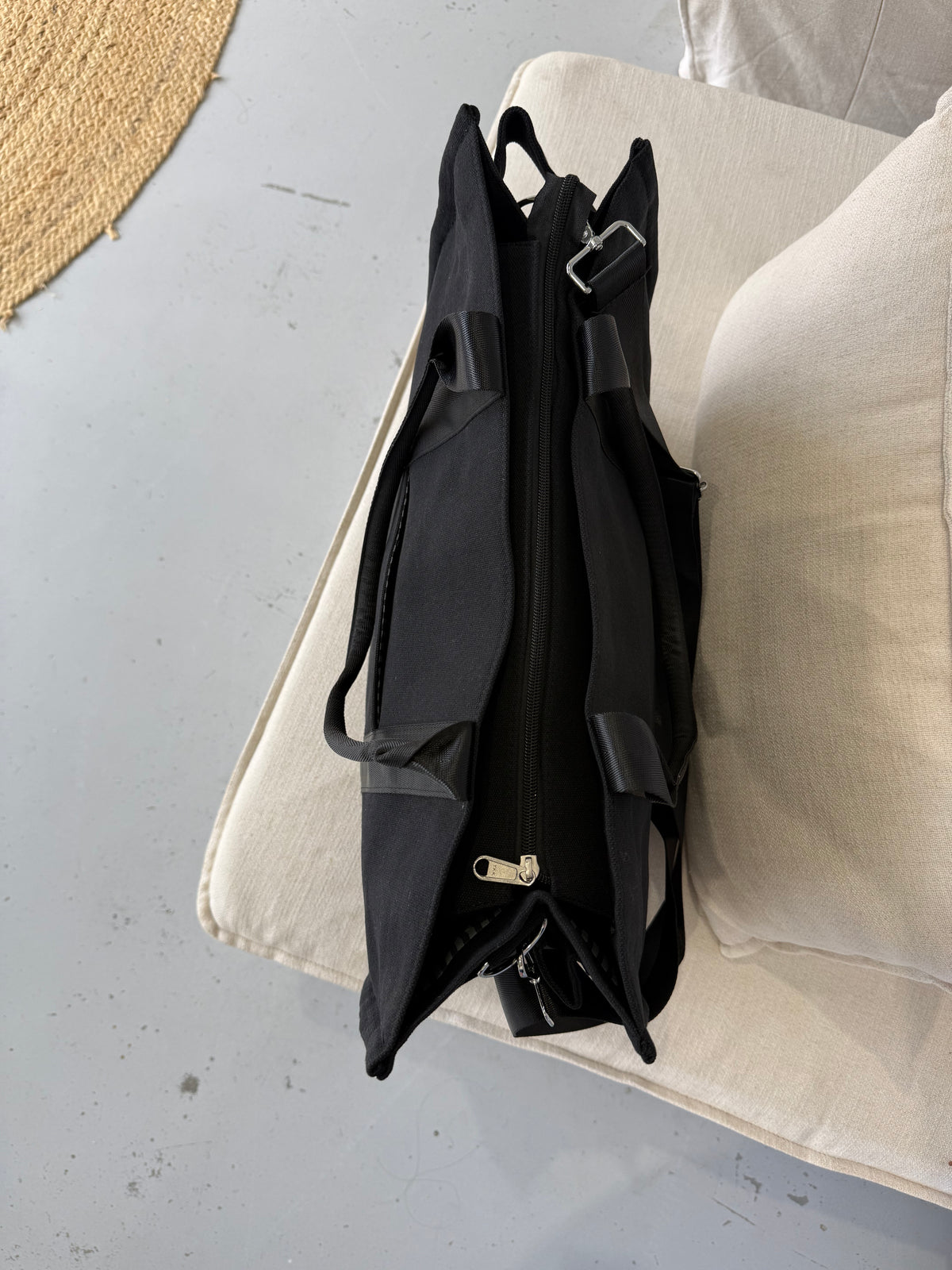 Black canvas tote bag from What The Teacher Wears