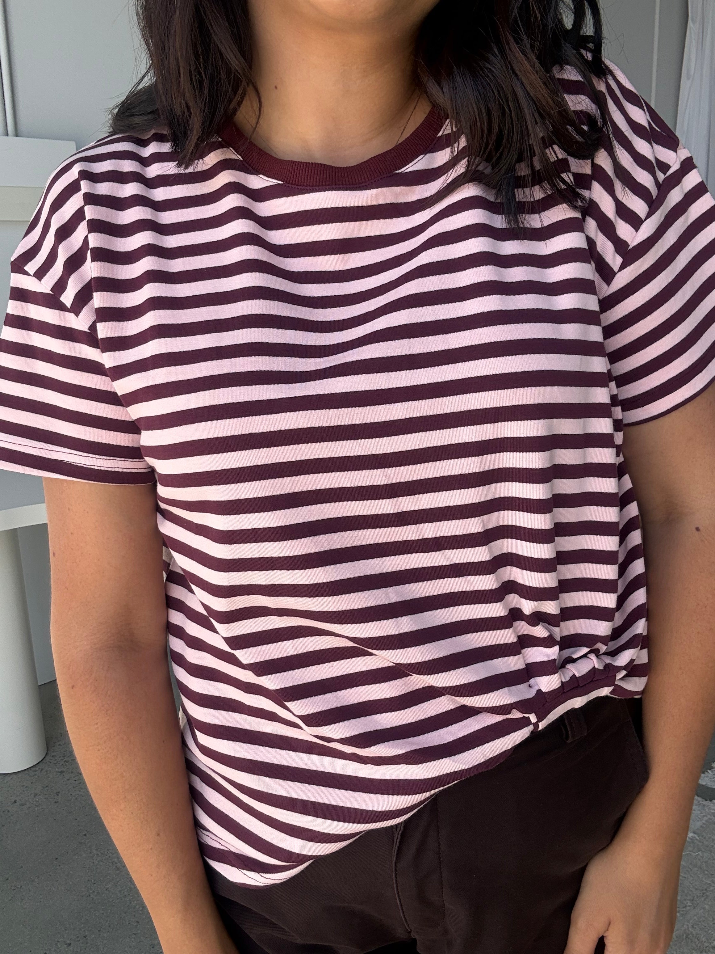 Easy Tuck Tee Blush/Burgundy