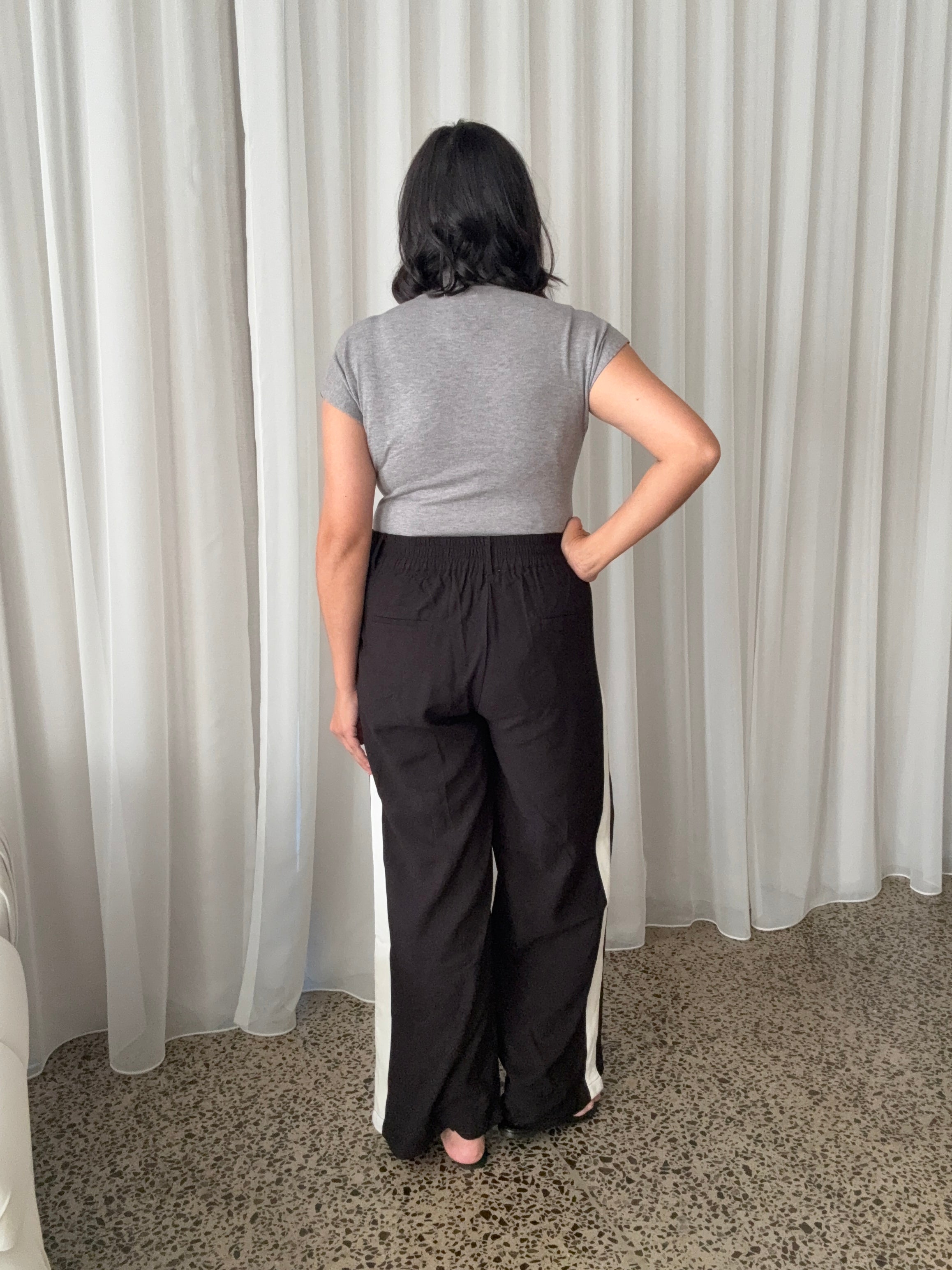 Collins Pants Black/White Side Stripe