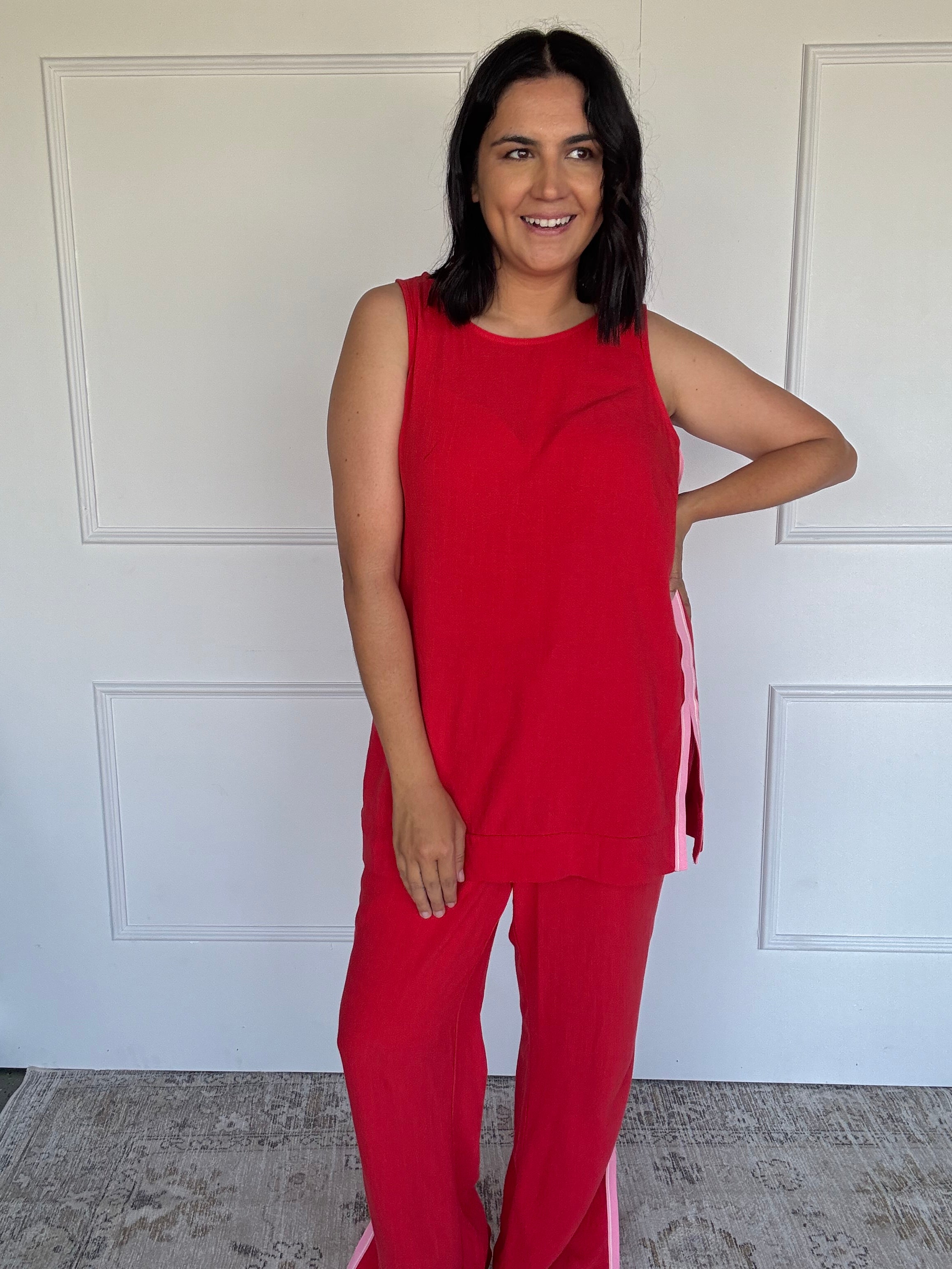 Dasha Tunic Set Red/Pink