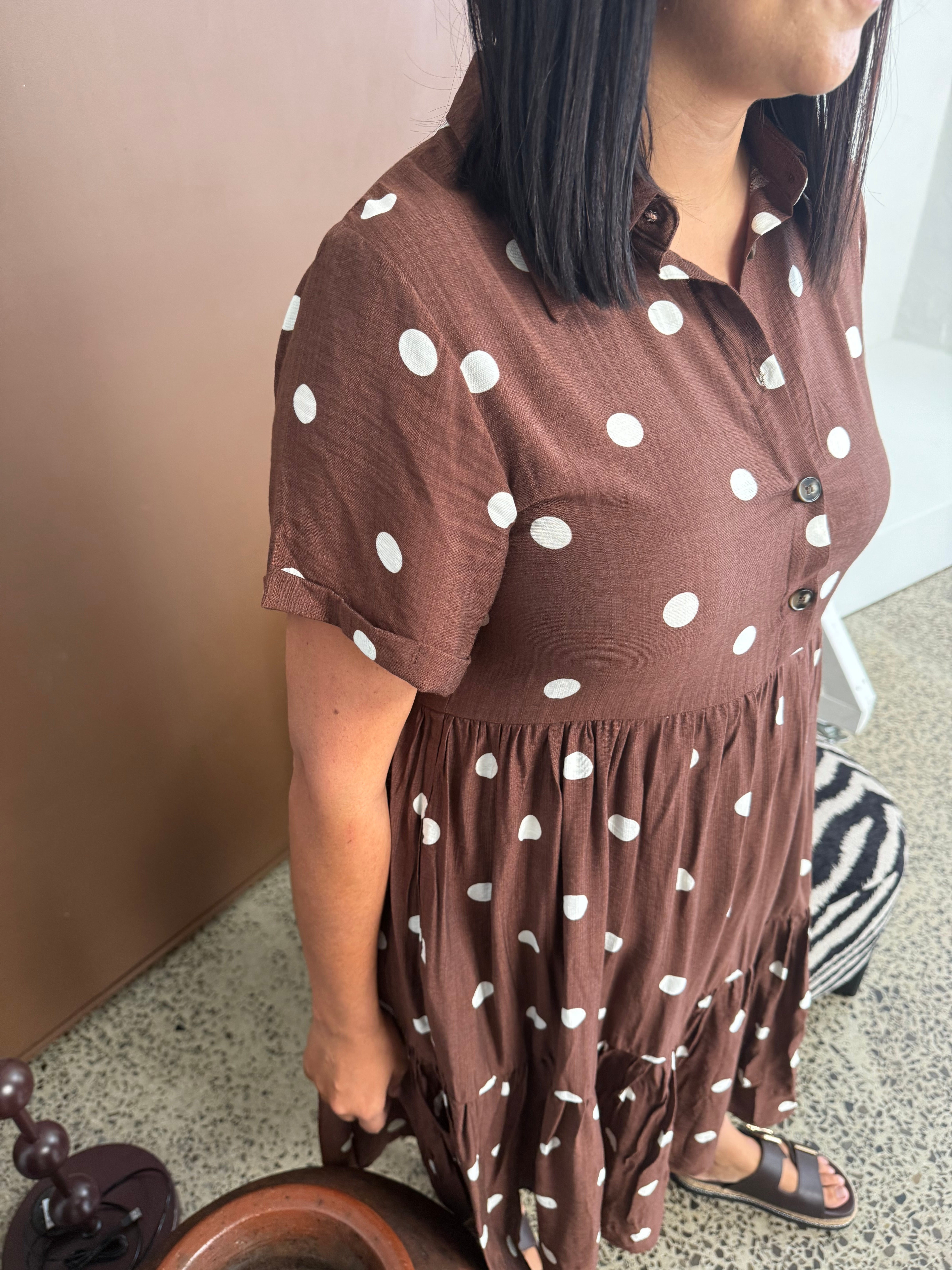 Amelia Chocolate Spot Dress