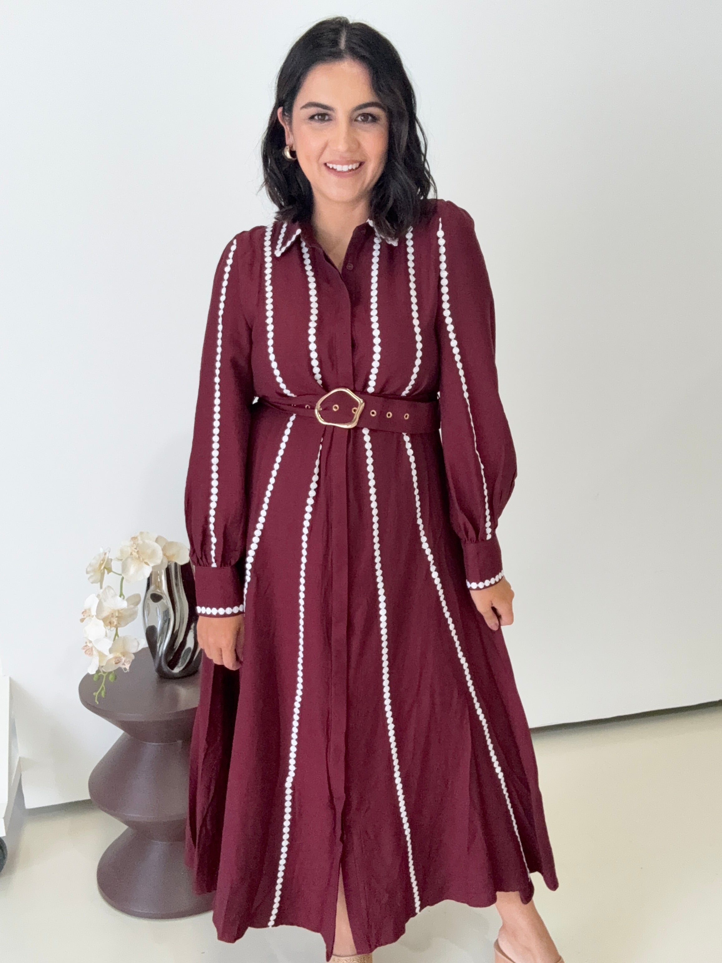 Hayley Maxi Shirt Dress Burgundy