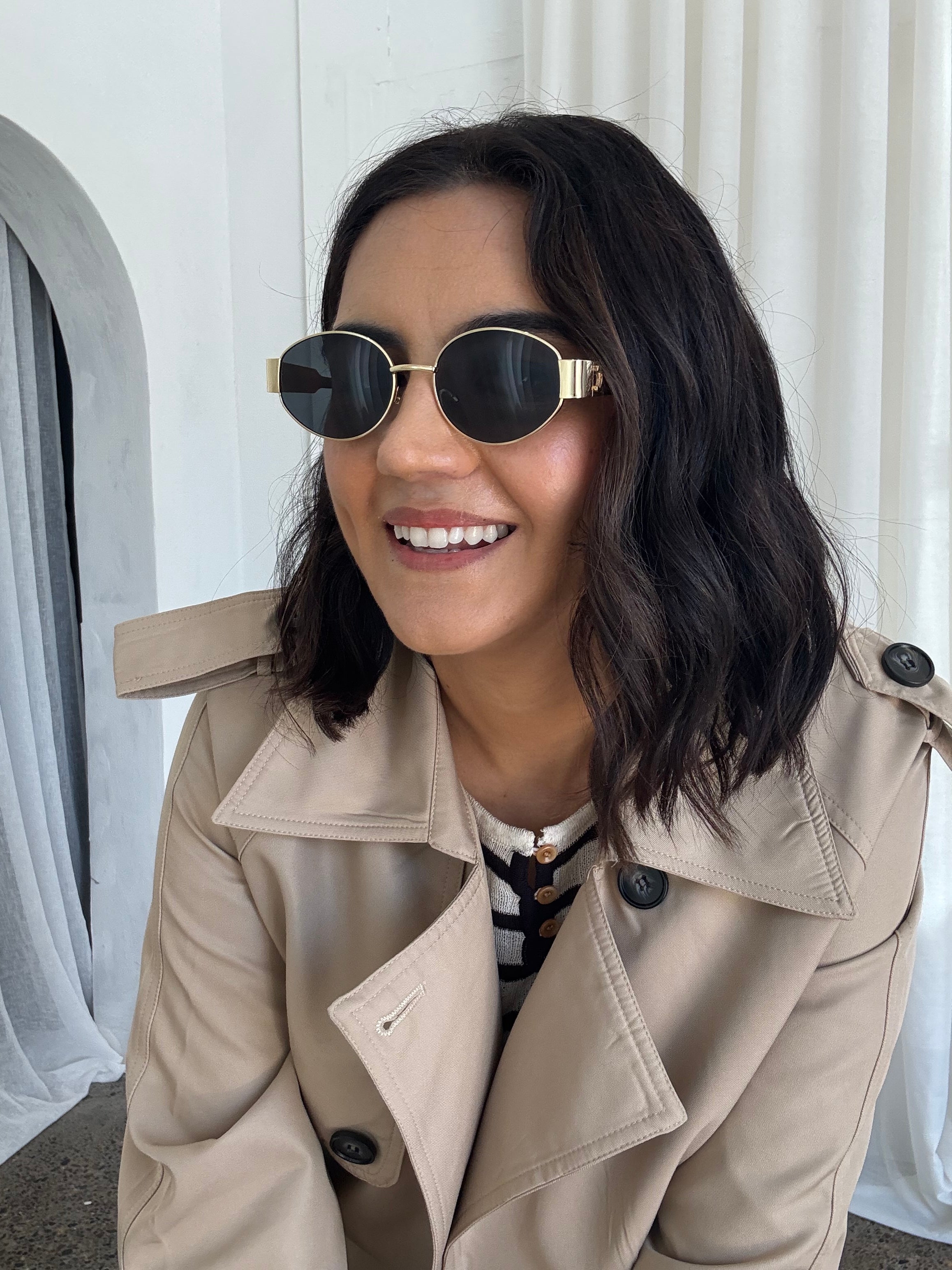 Cecilia Gold Frame Oval Sunglasses