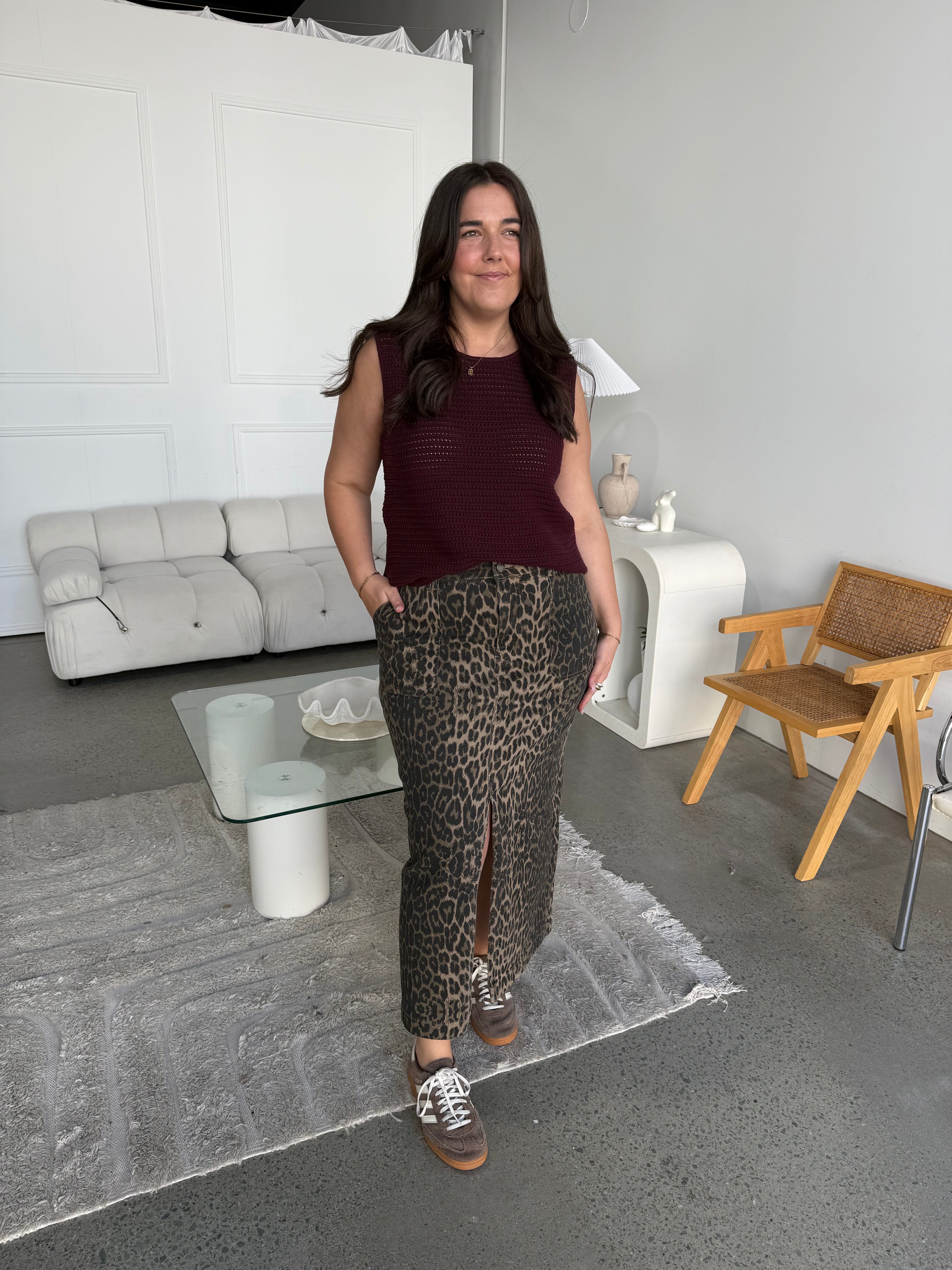 Margot Mesh Knit Tank Wine