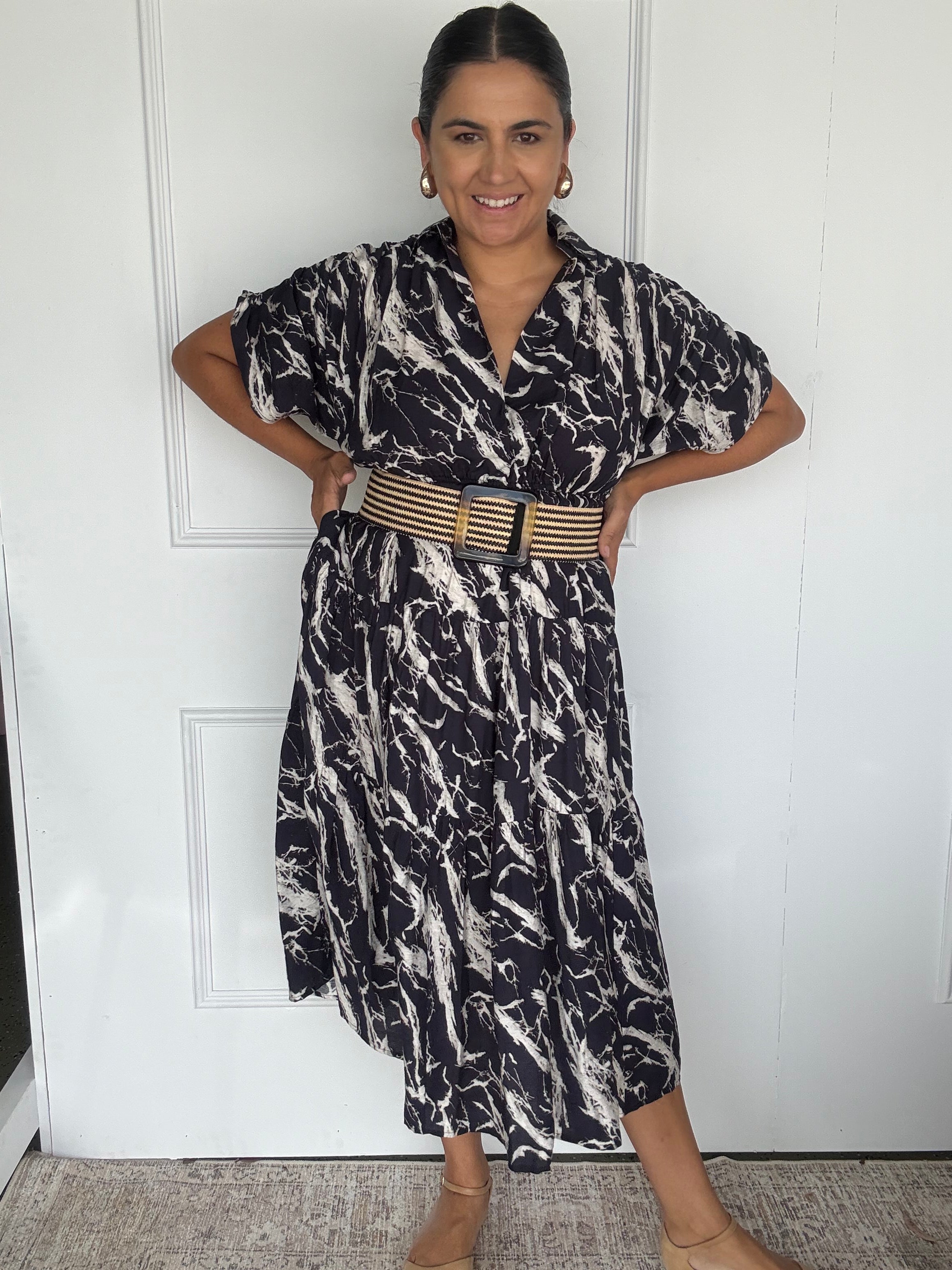 Kirah Dress Navy Marble