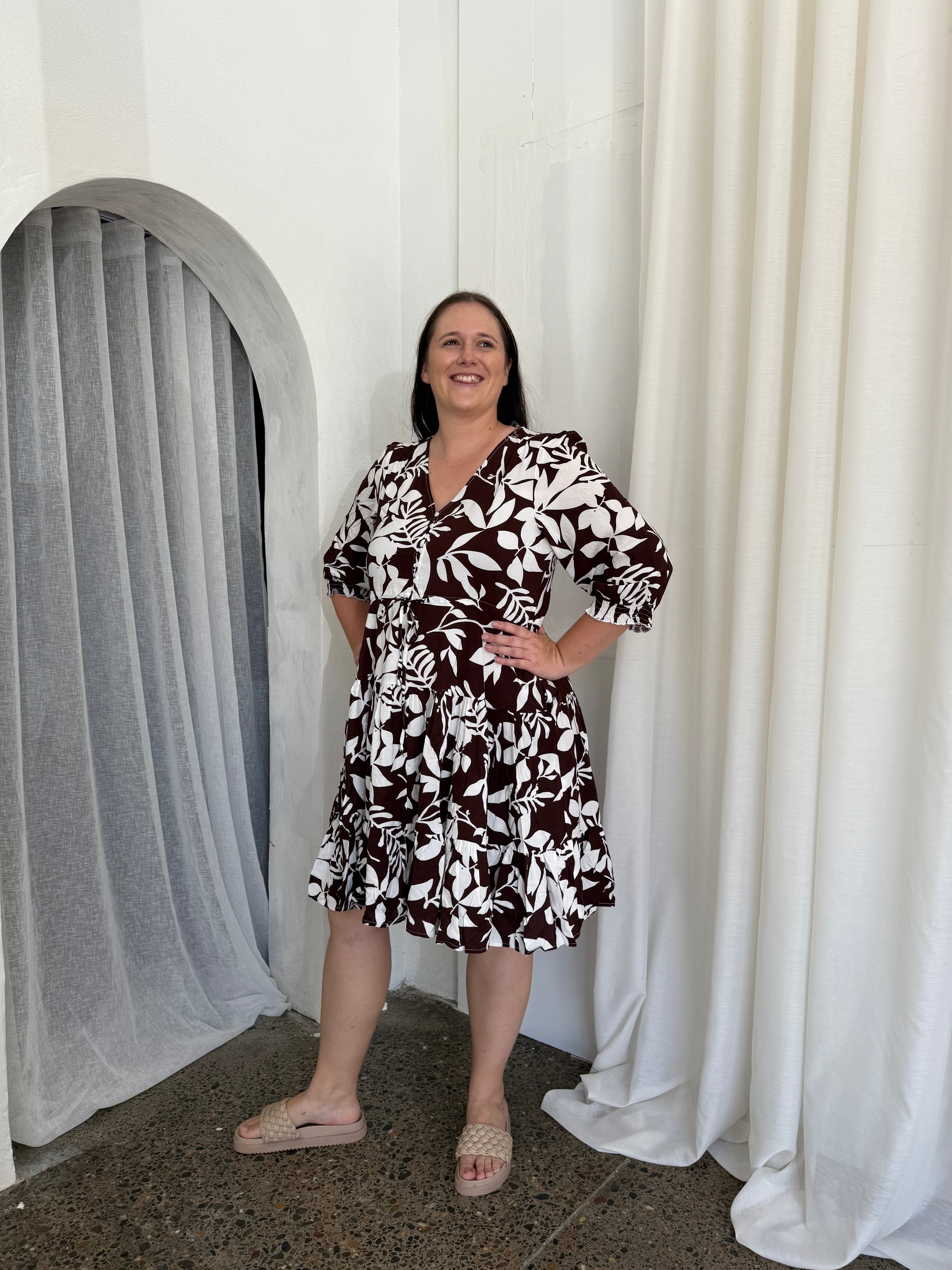 Sophie Floral Dress Chocolate