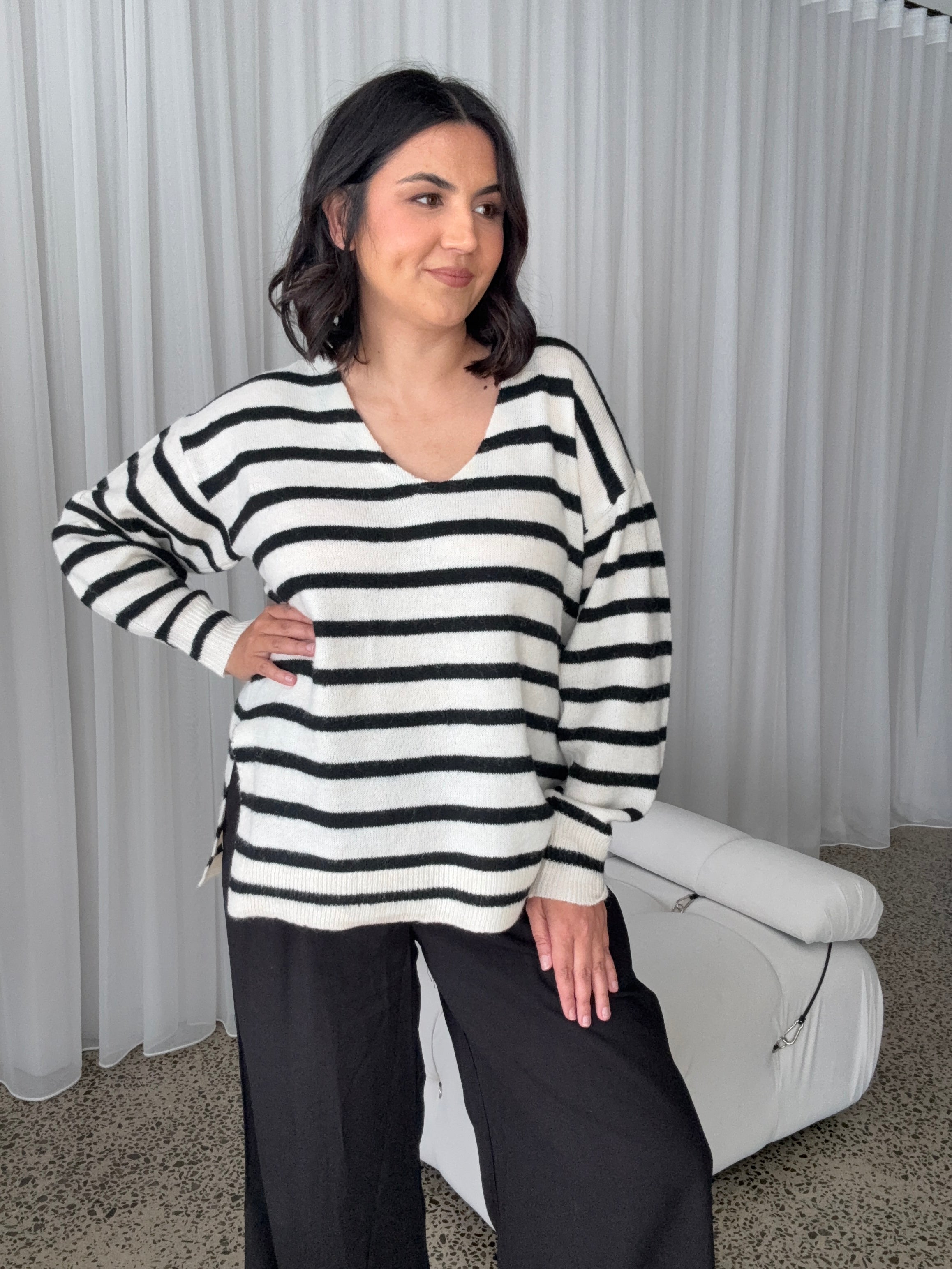 Scout Knit Cream/Black Stripe