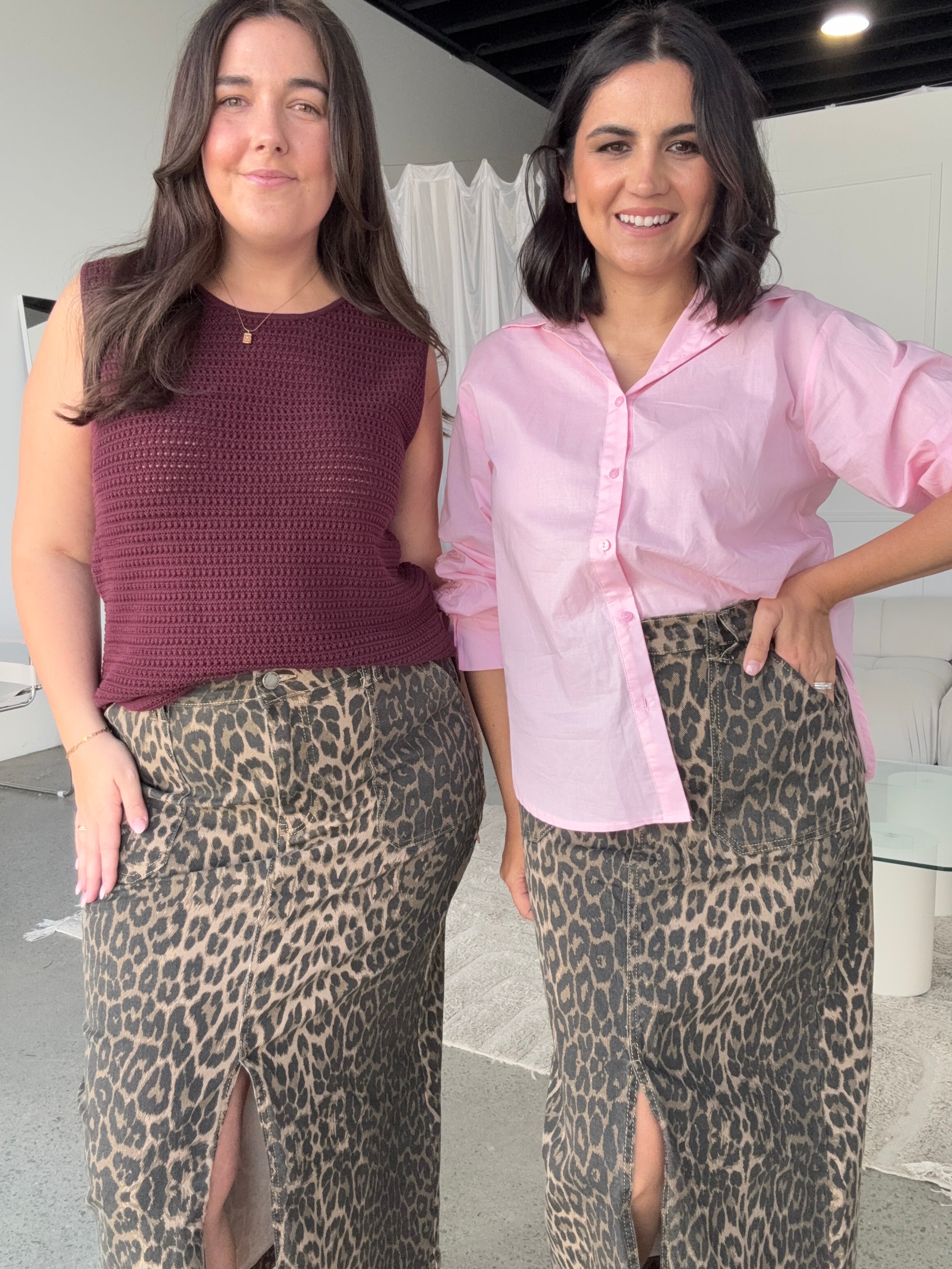 Rikki Leopard Denim Maxi Skirt