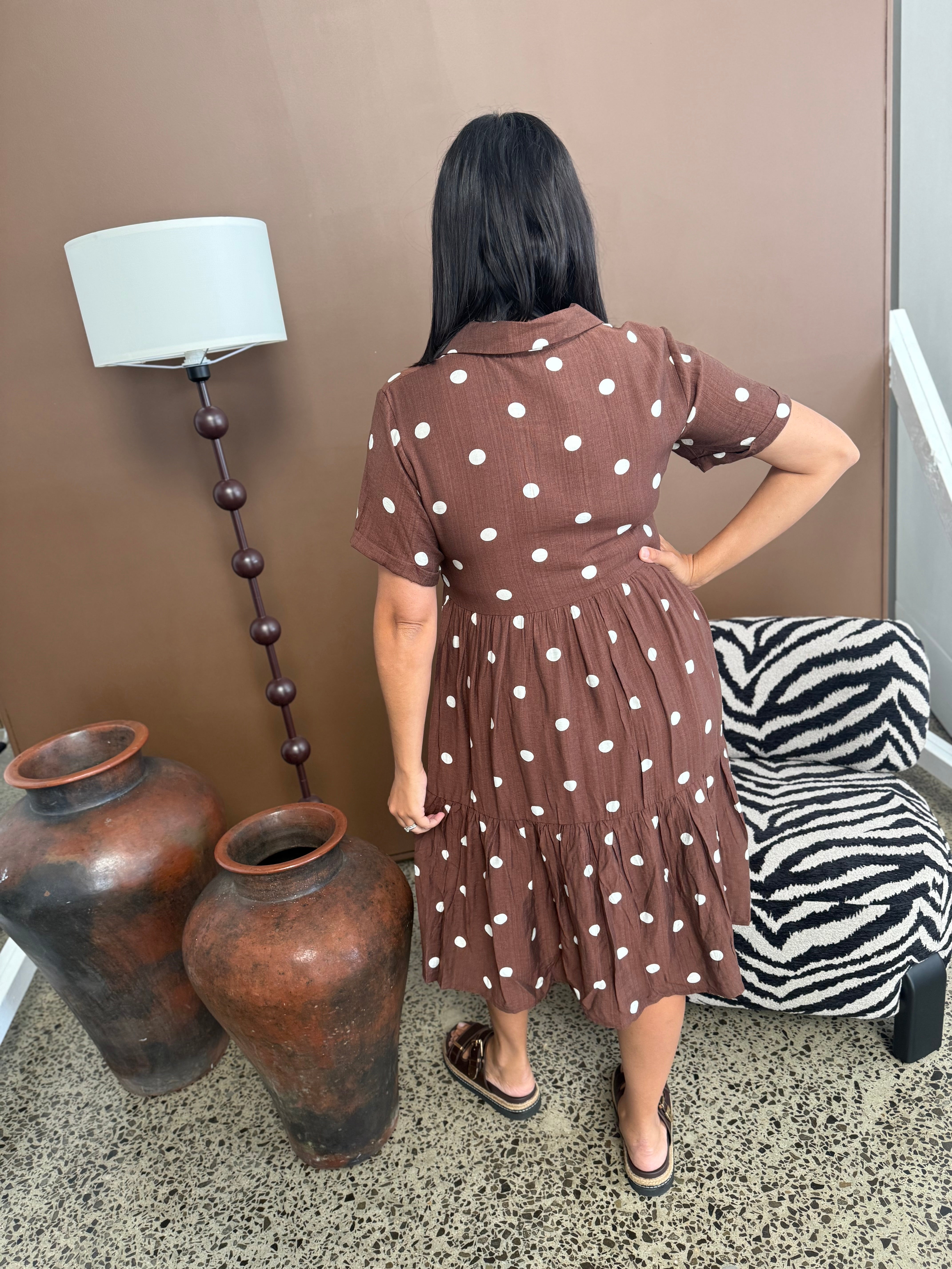 Amelia Chocolate Spot Dress