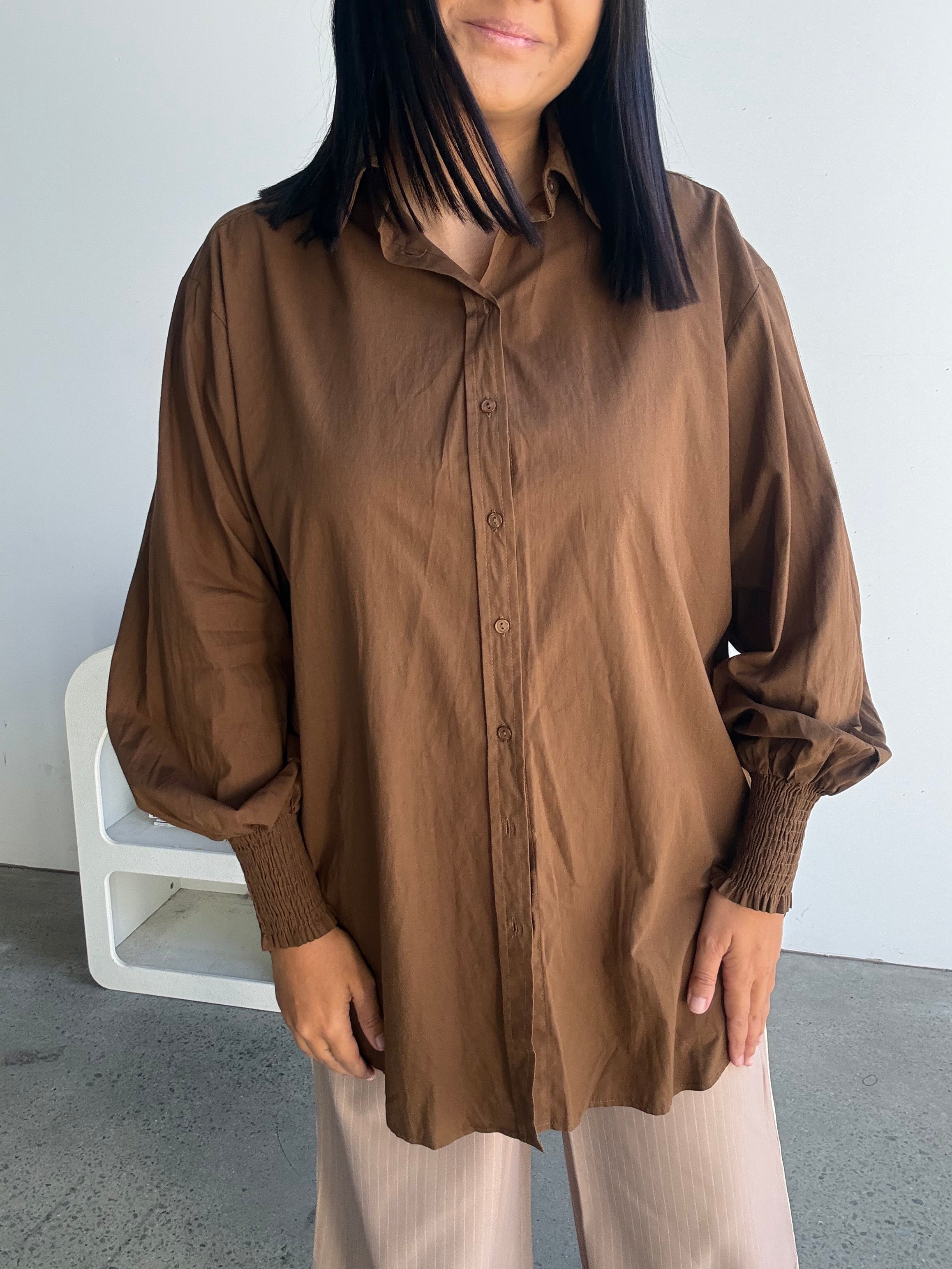 Freya Oversized Tunic/Shirt Brown