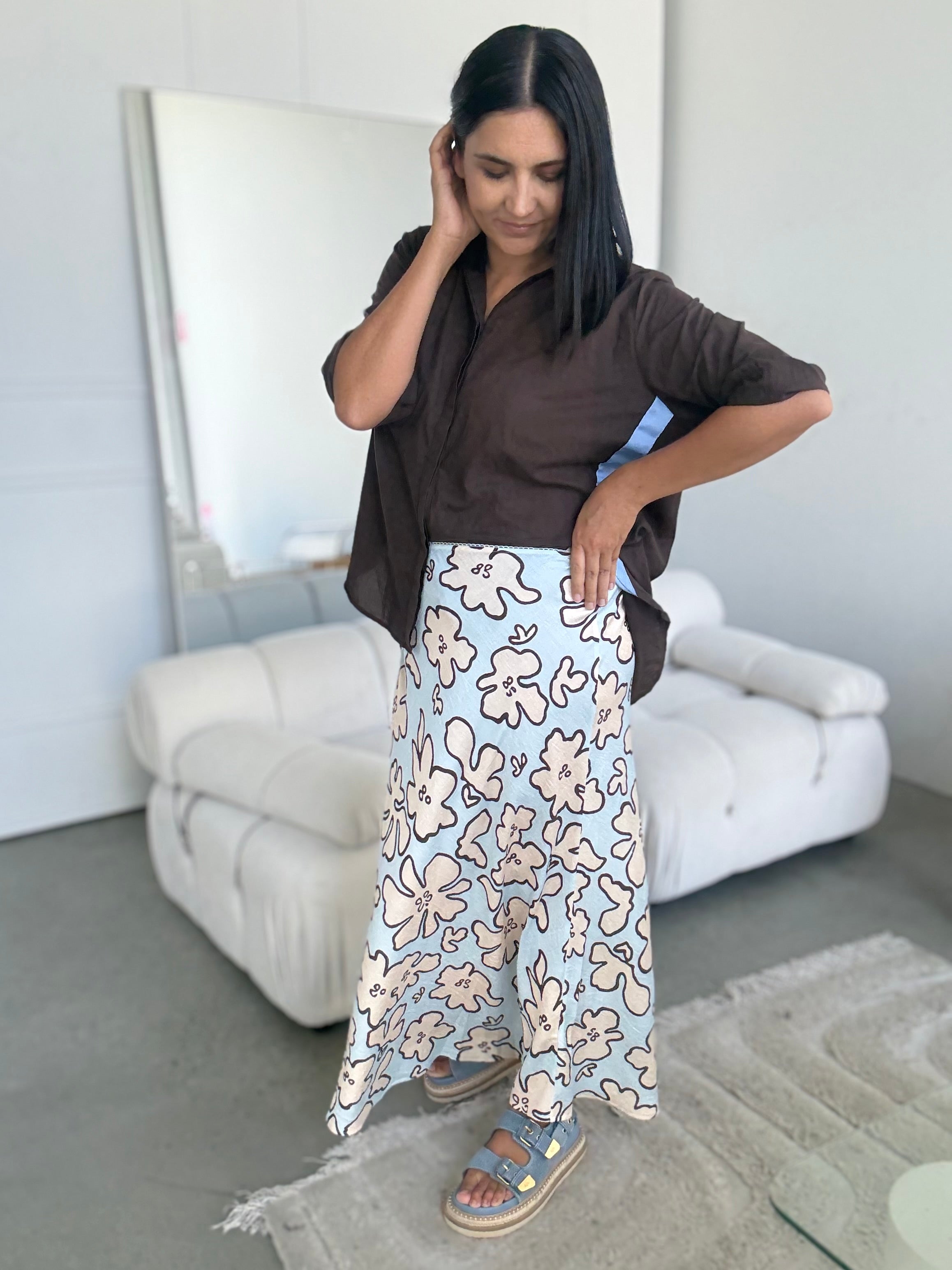 Blue Crush Bias Cut Skirt