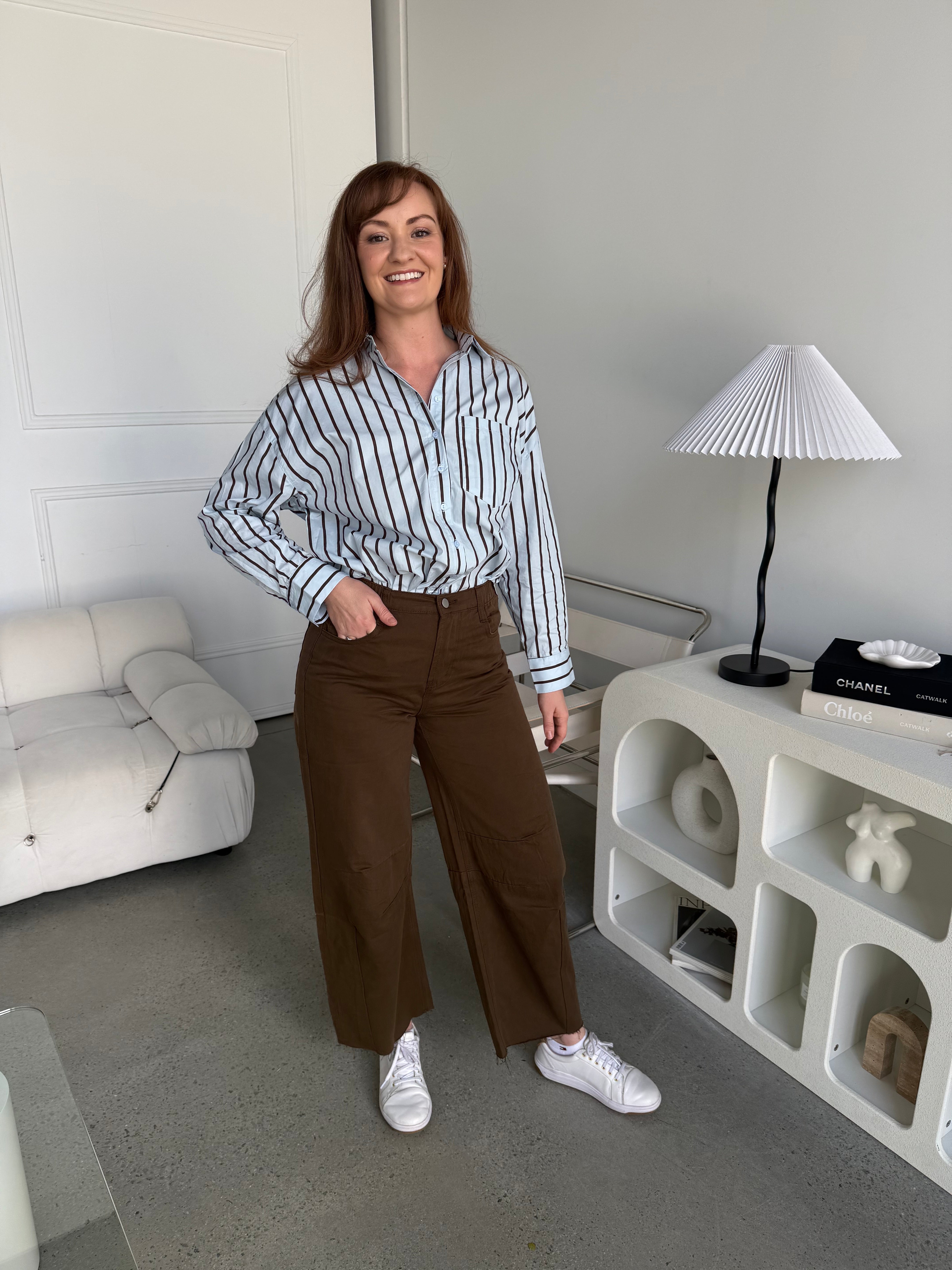 Bloom Barrel Pants Brown
