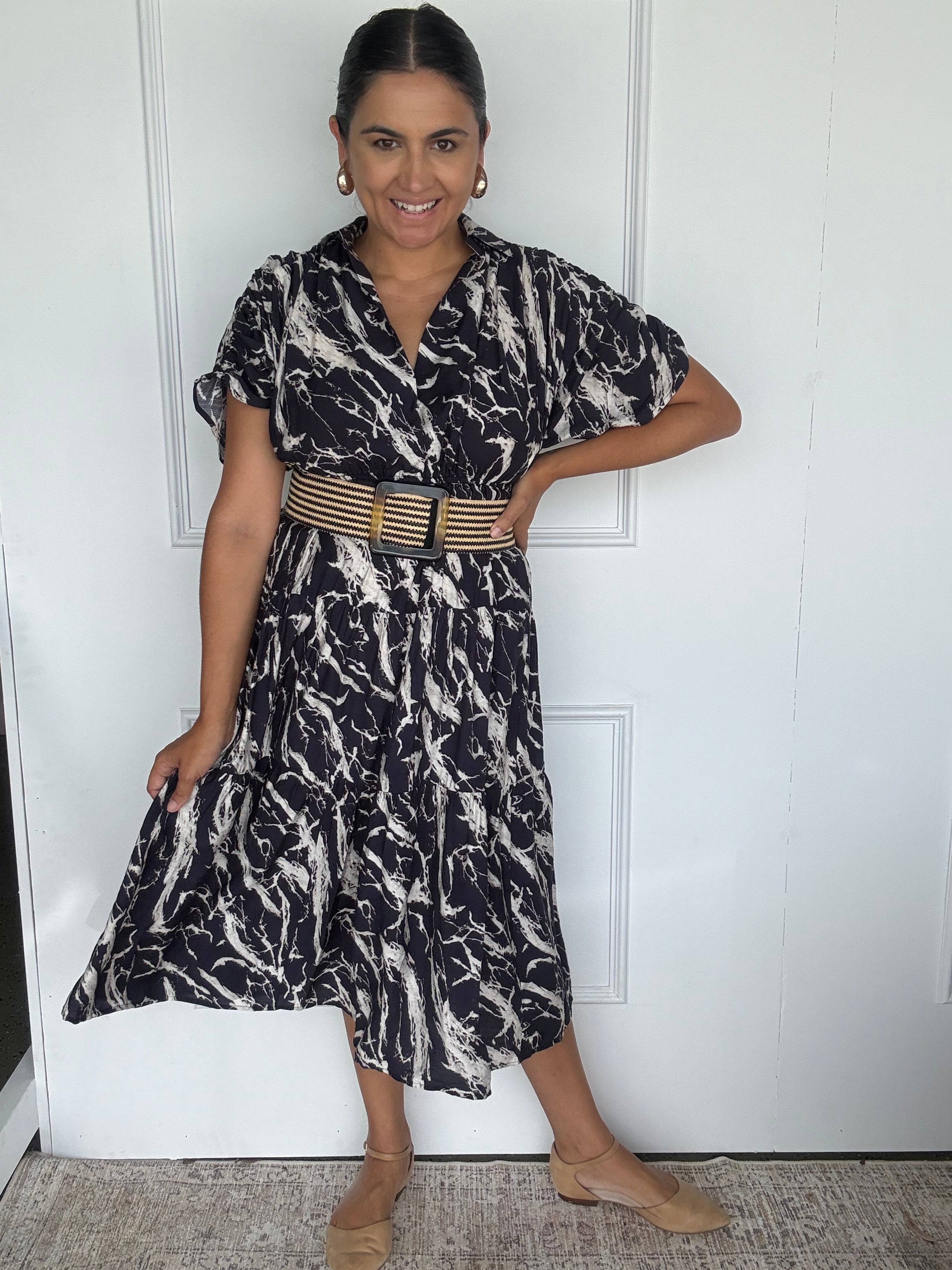 Kirah Dress Navy Marble