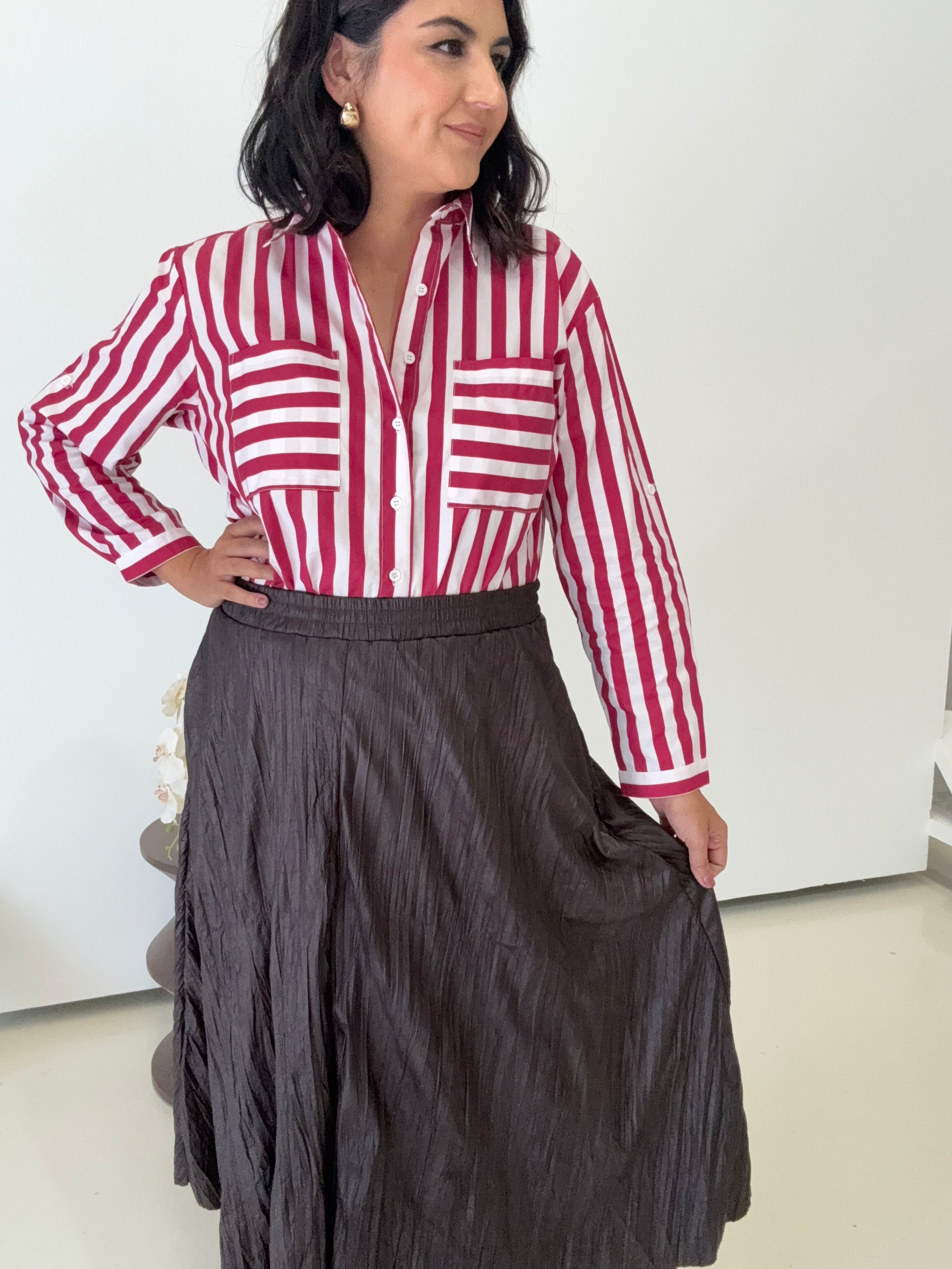 Willow Stripe Shirt Wine