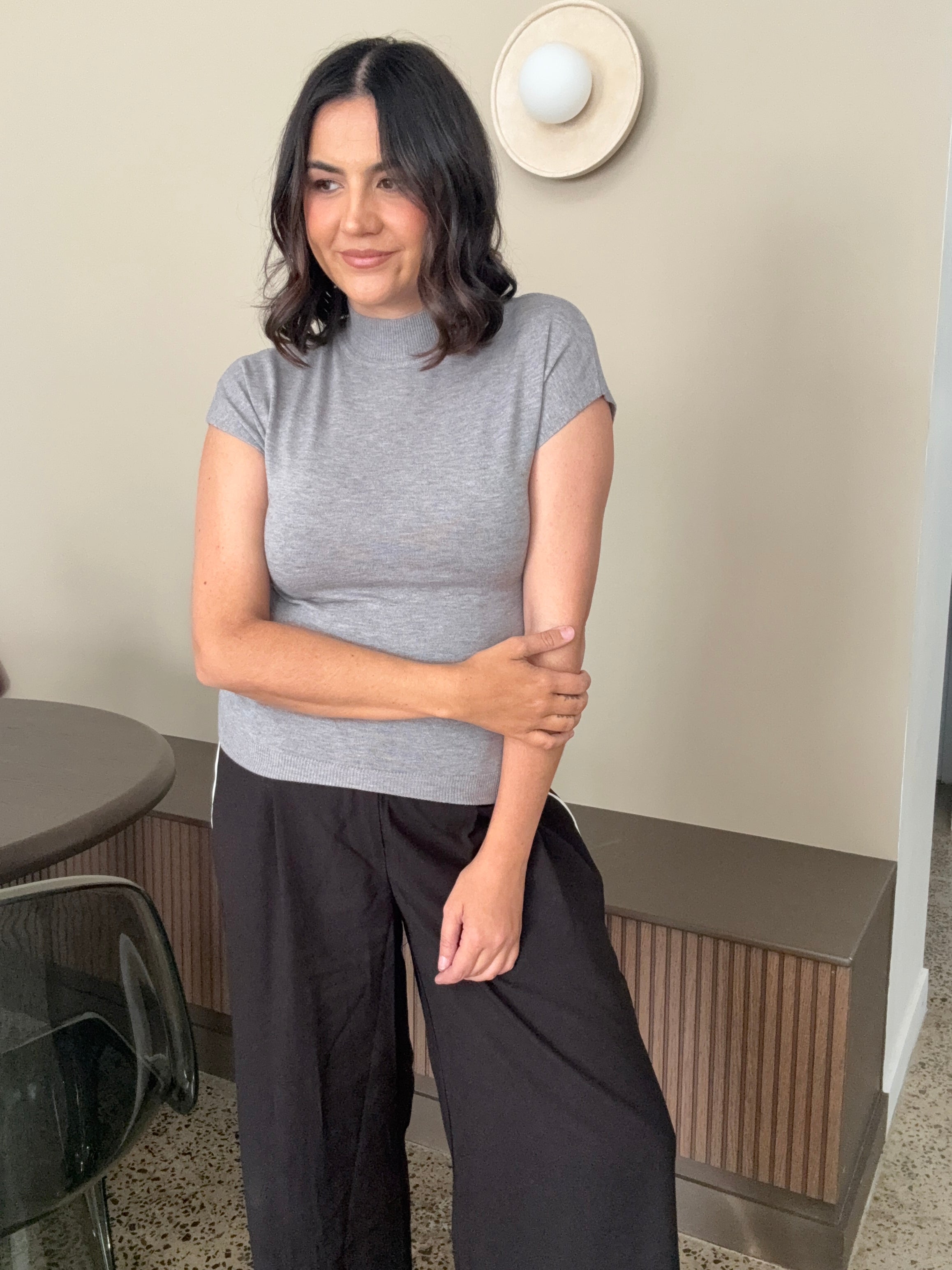 Quinn Mock Turtle Neck Knit Grey