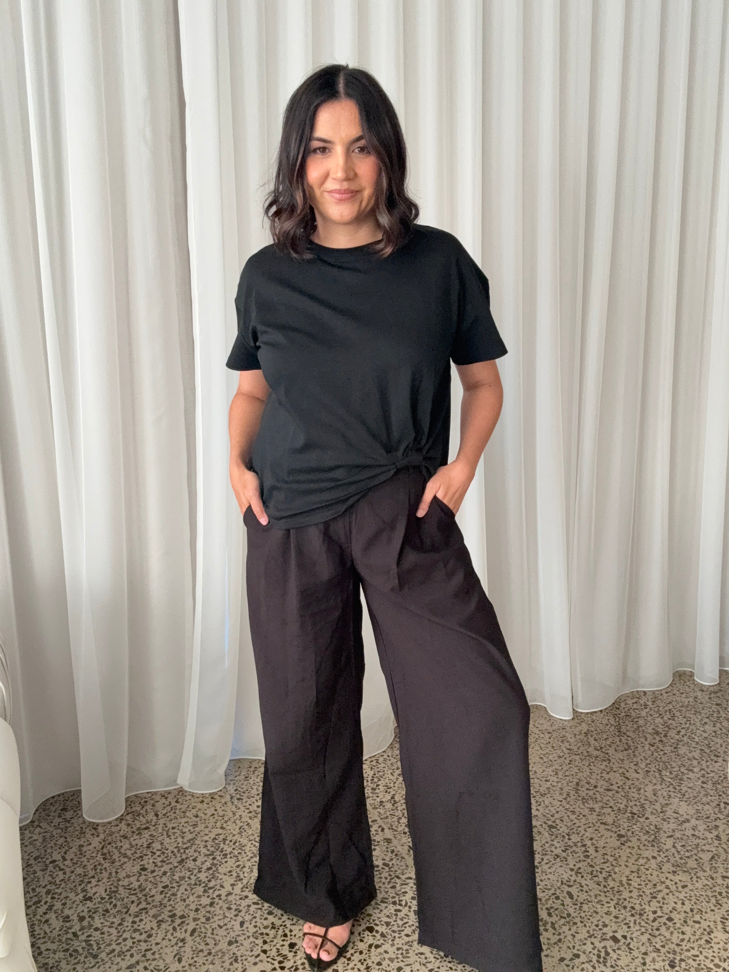 Collins Pants Black/White Side Stripe