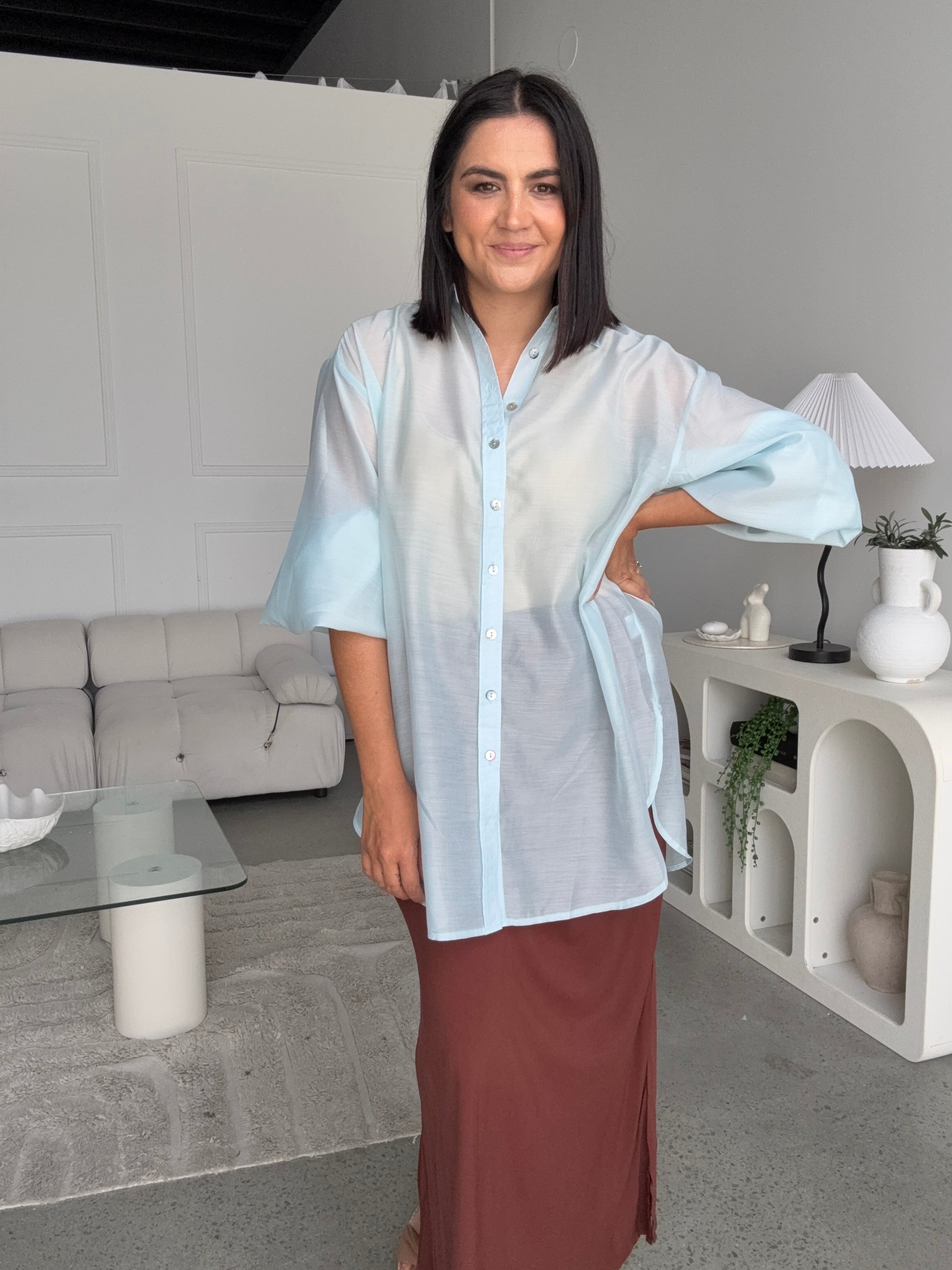Freya Oversized Tunic/Shirt Blue