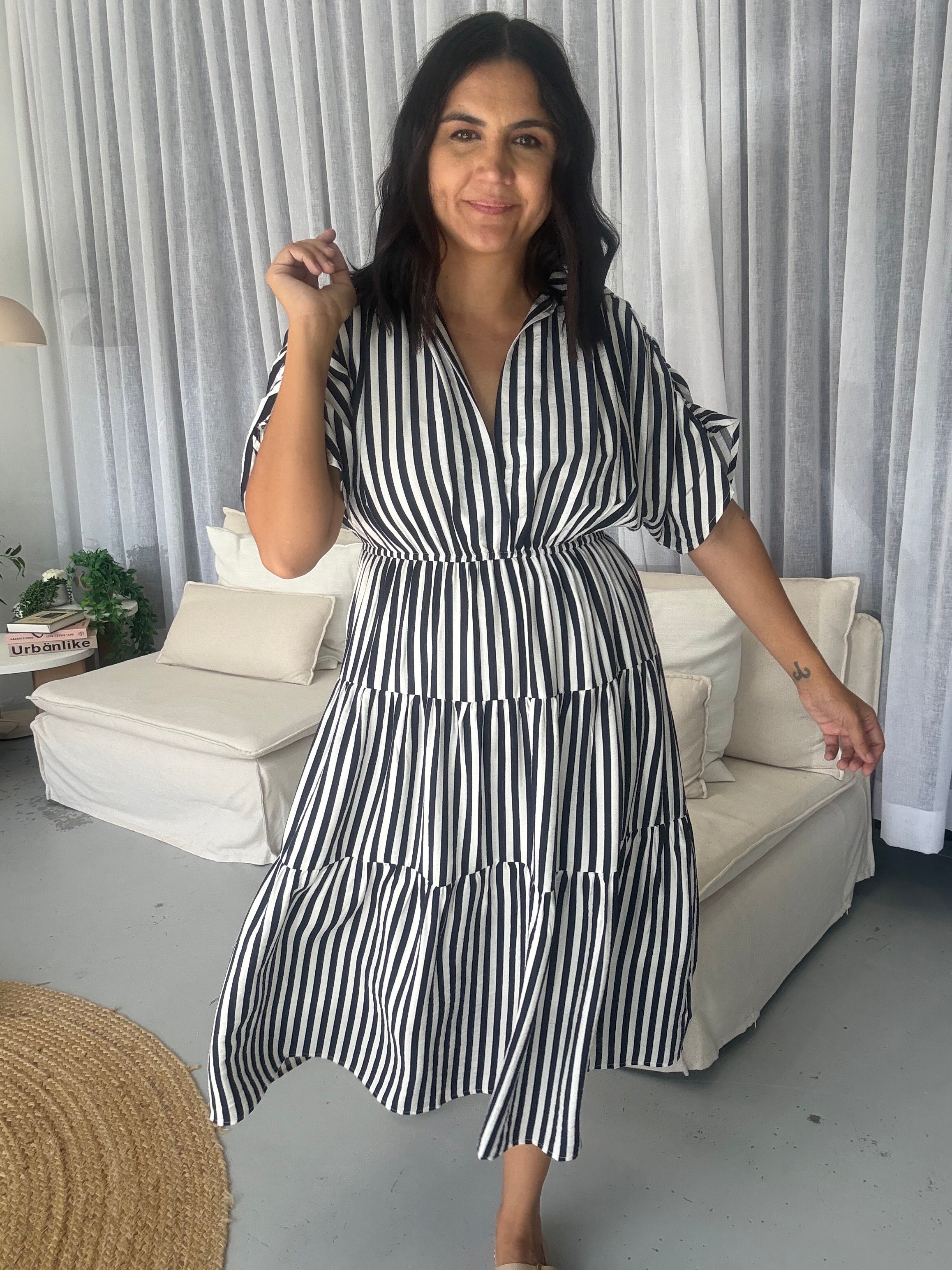 Kirah Dress Navy Stripe