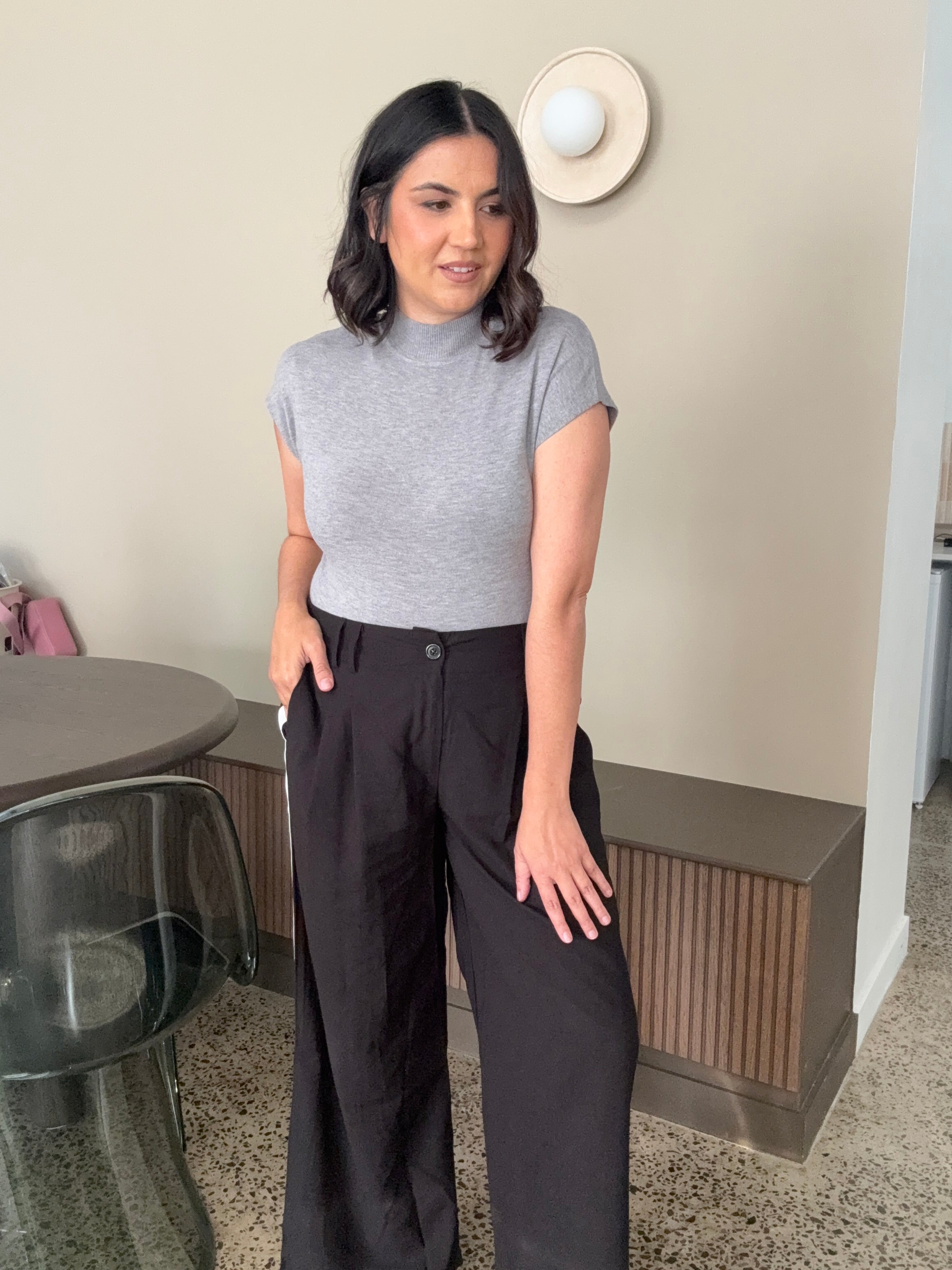 Quinn Mock Turtle Neck Knit Grey