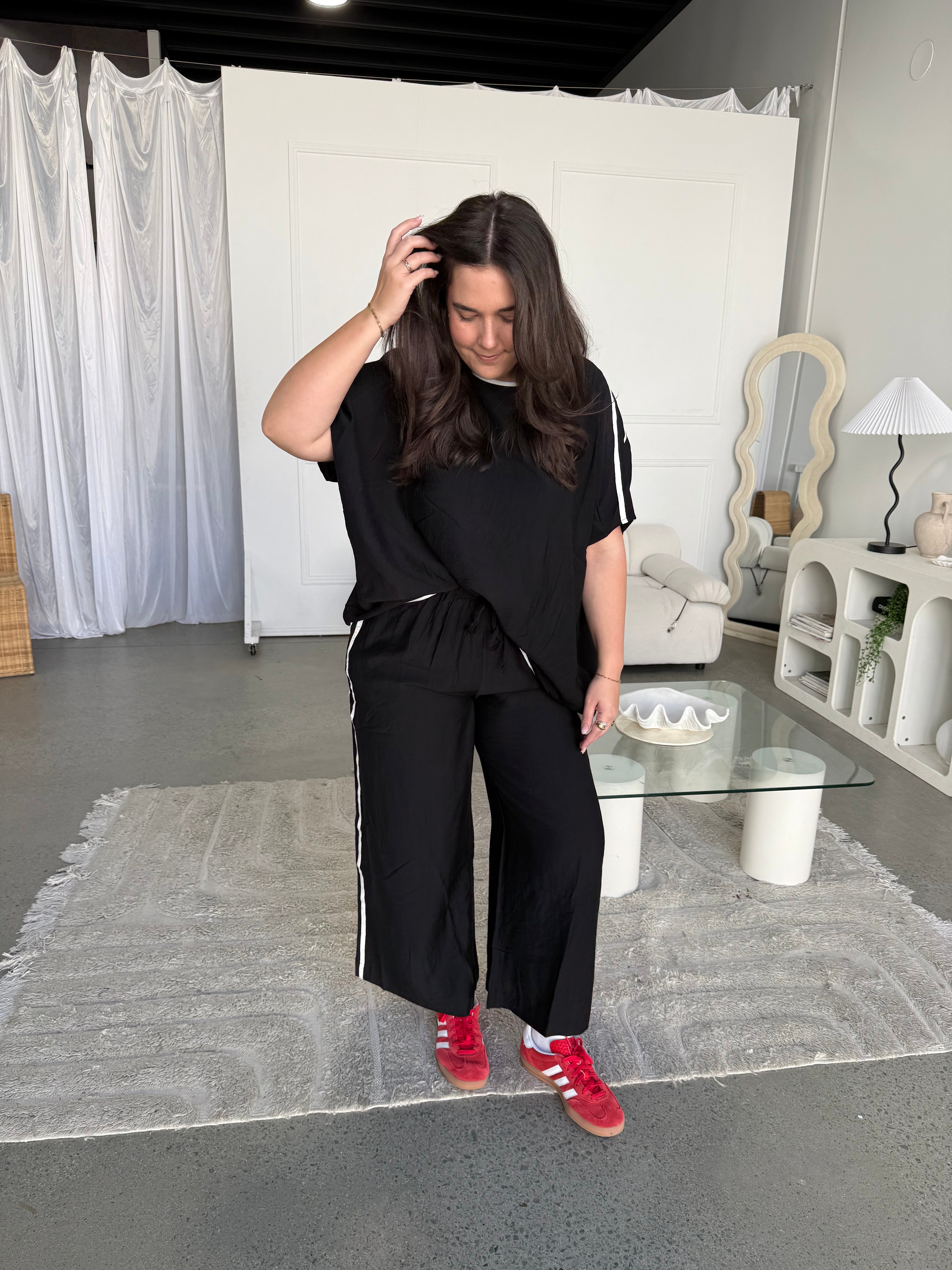 Bowie Lounge Pant Black/White Stripe