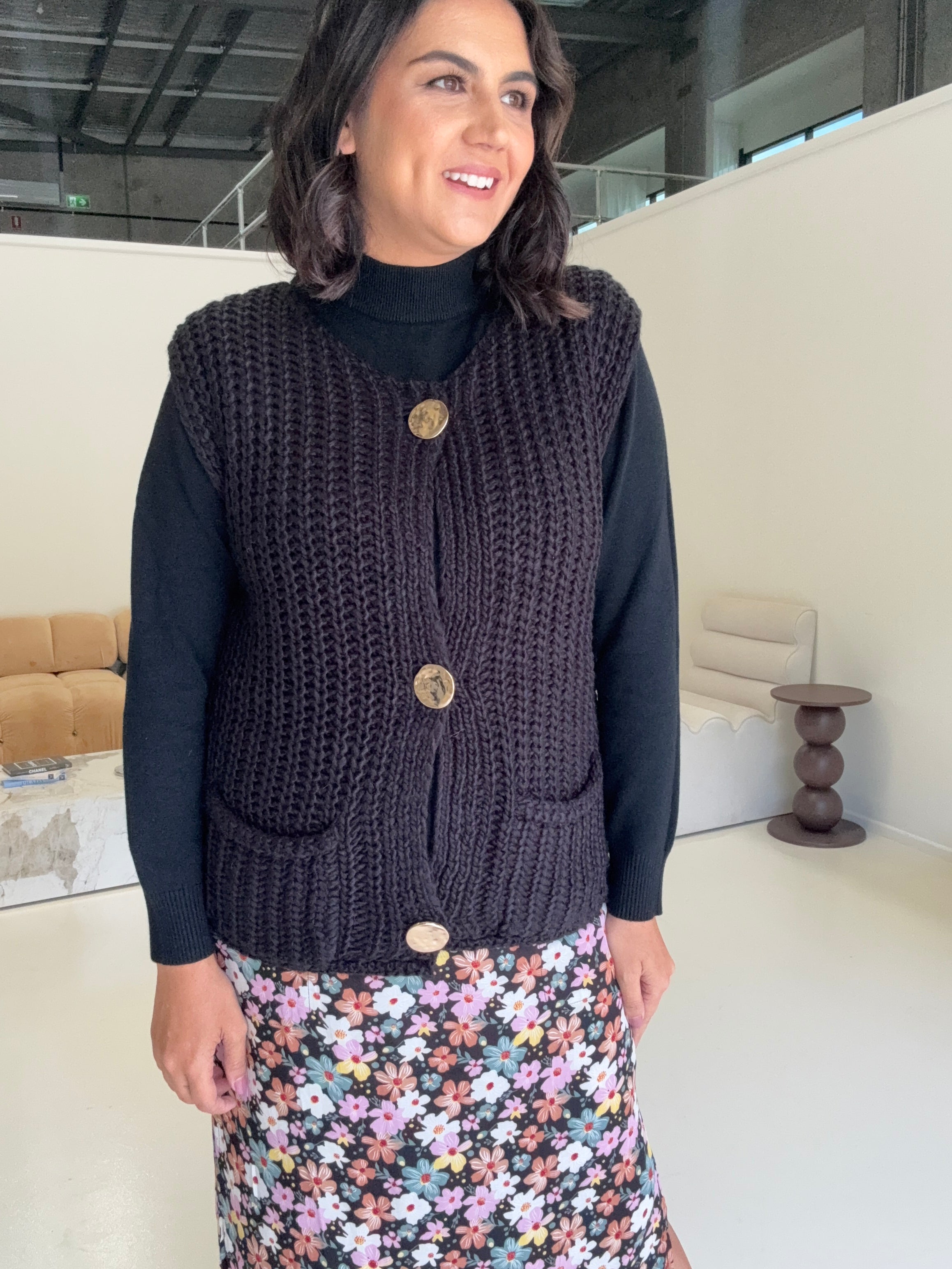 Zali Knit Vest Black