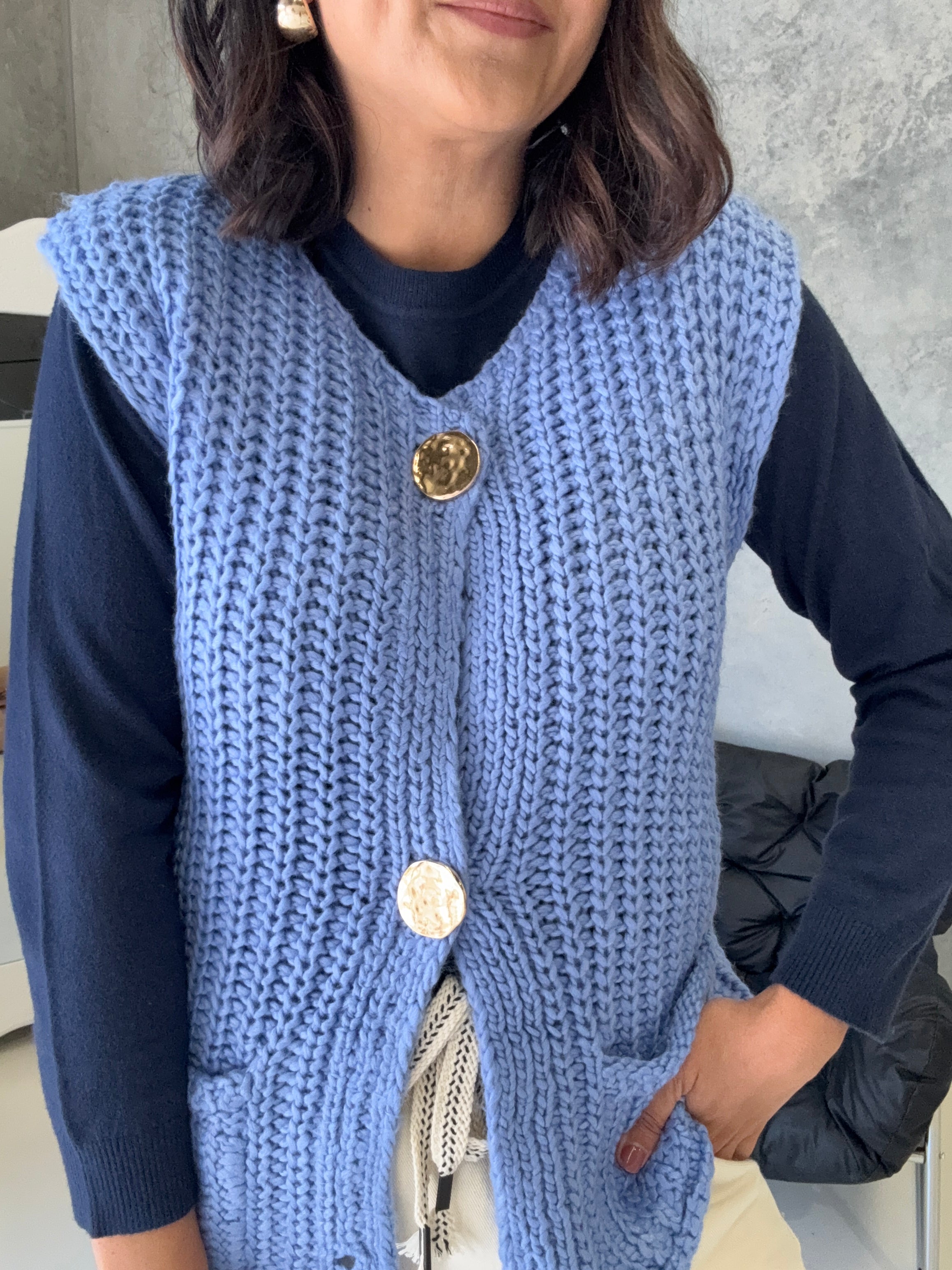Zali Knit Vest Cornflower Blue
