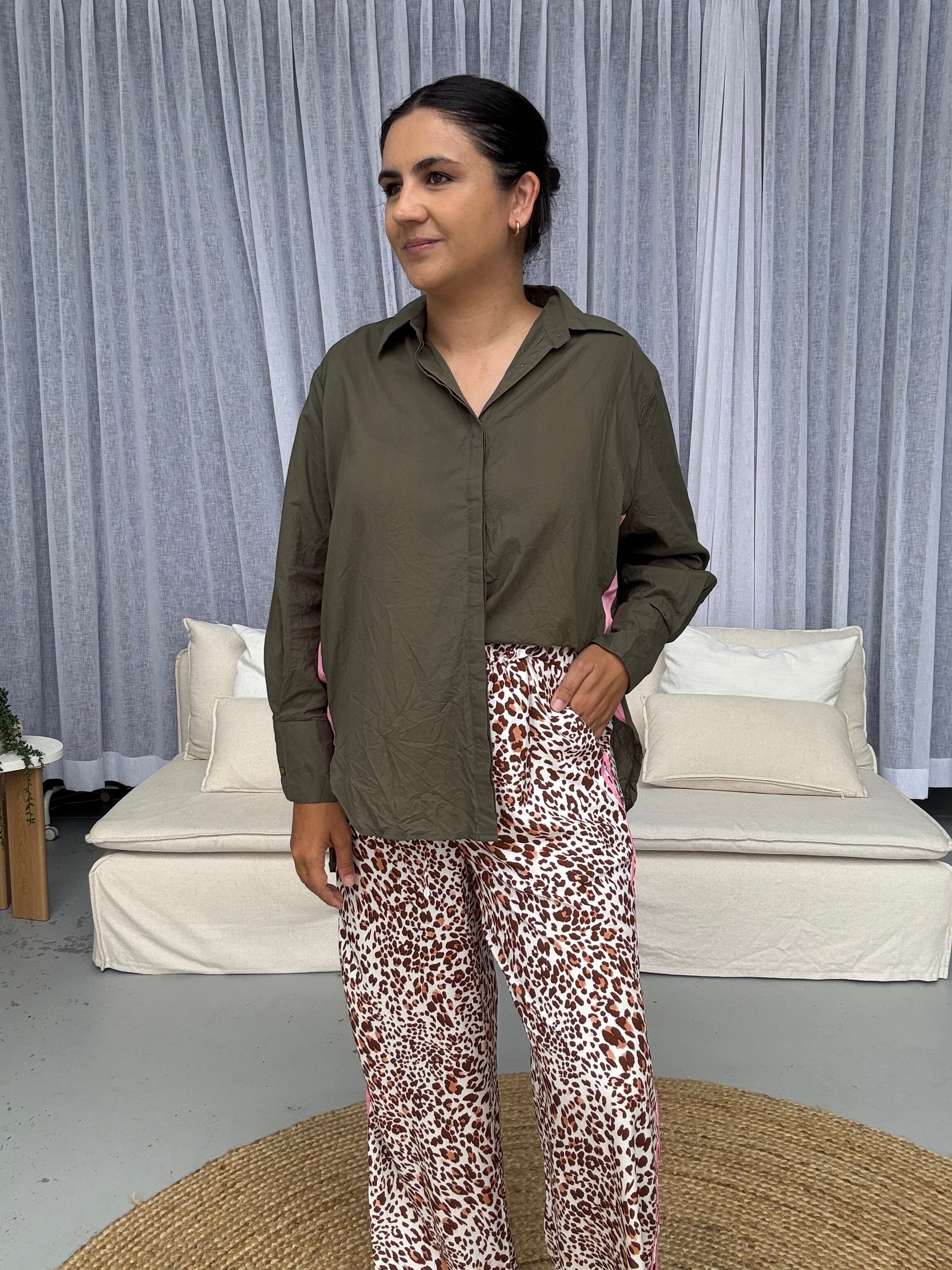 Elodie Shirt Khaki/Pink